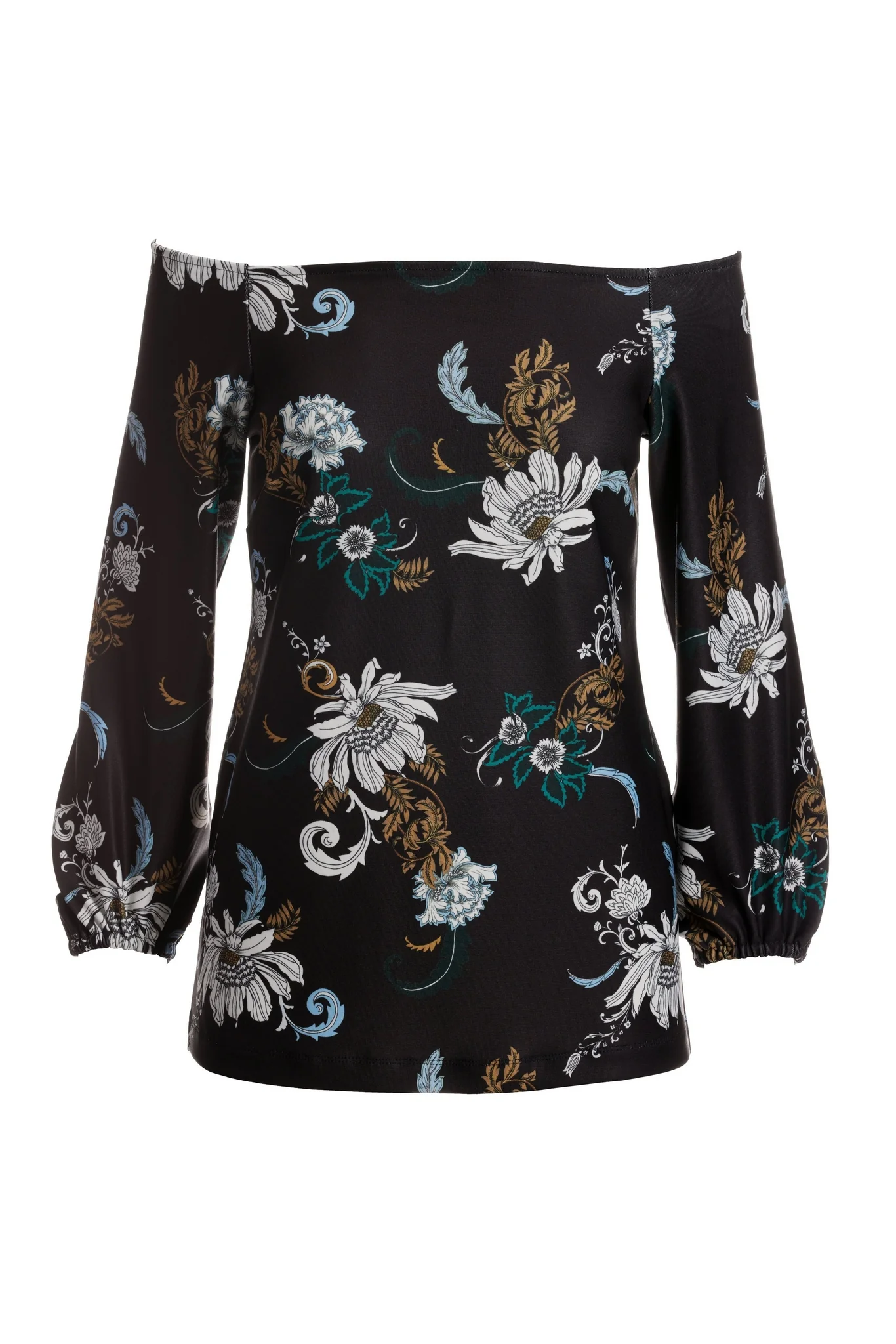 Beyond Travel Floral Status Off The Shoulder Top Black Multi - Mycitystee
