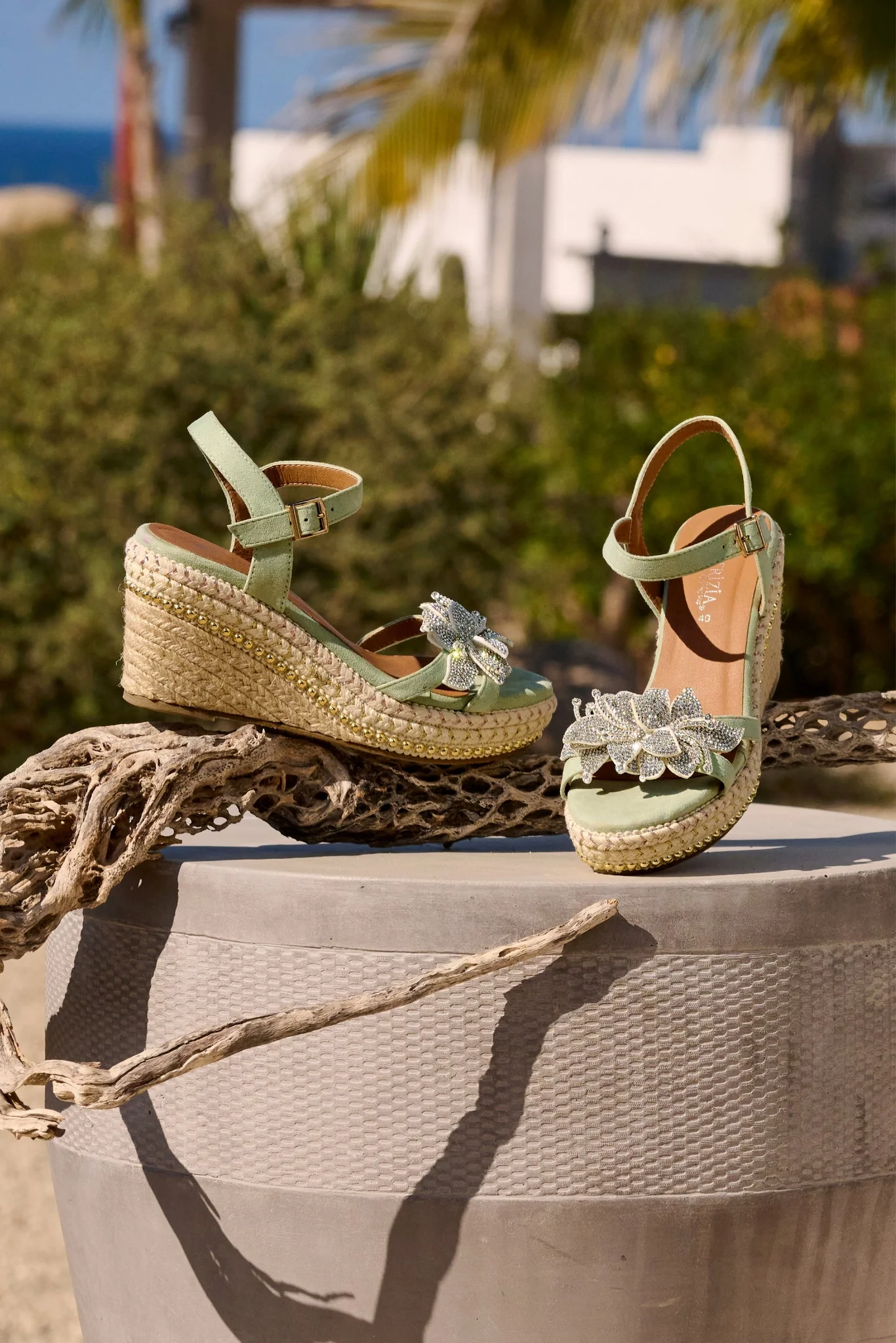 Orchid Embellished Wedge Mint - Mycitystee