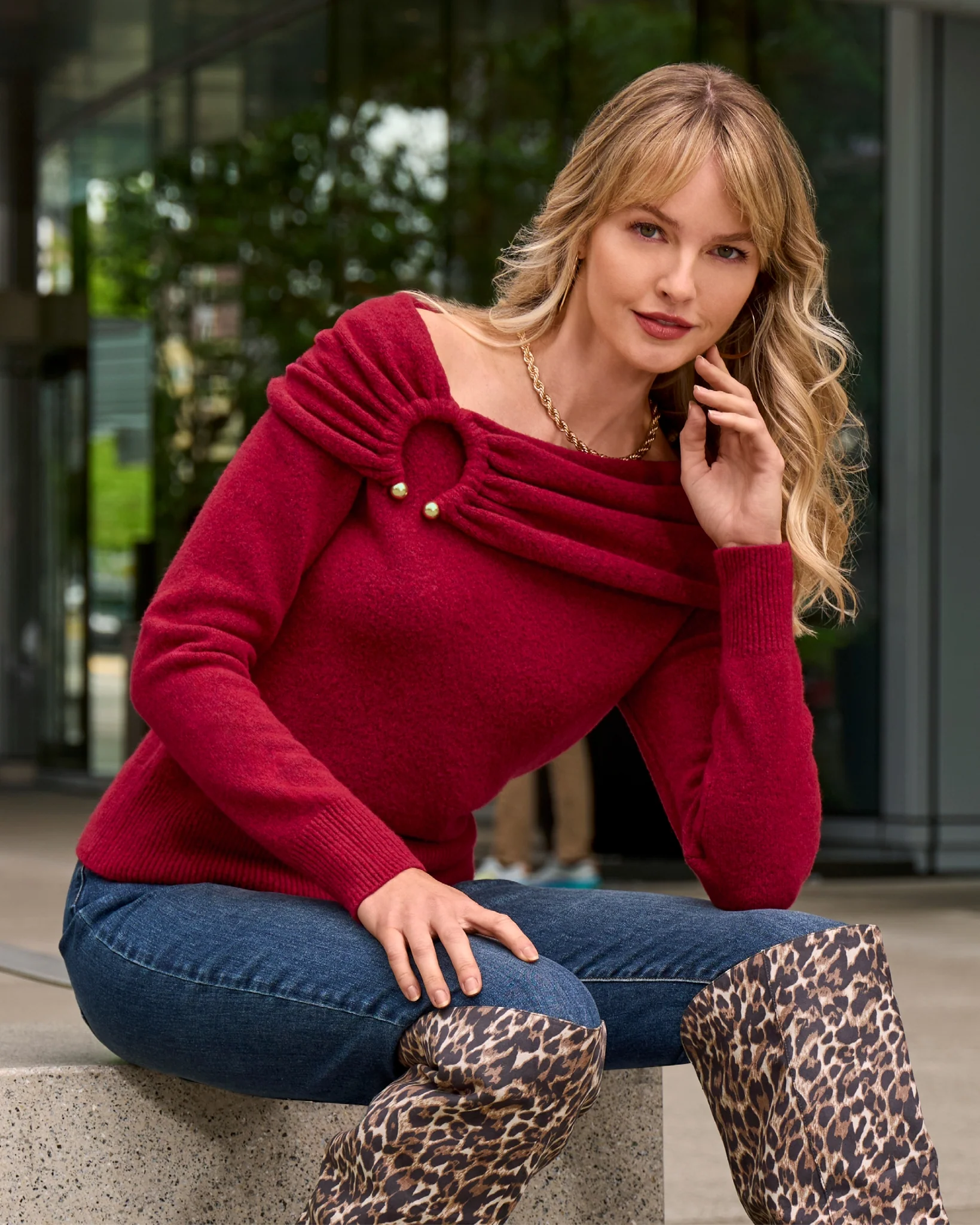 Hardware Fold Over Sweater Jester Red - Mycitystee