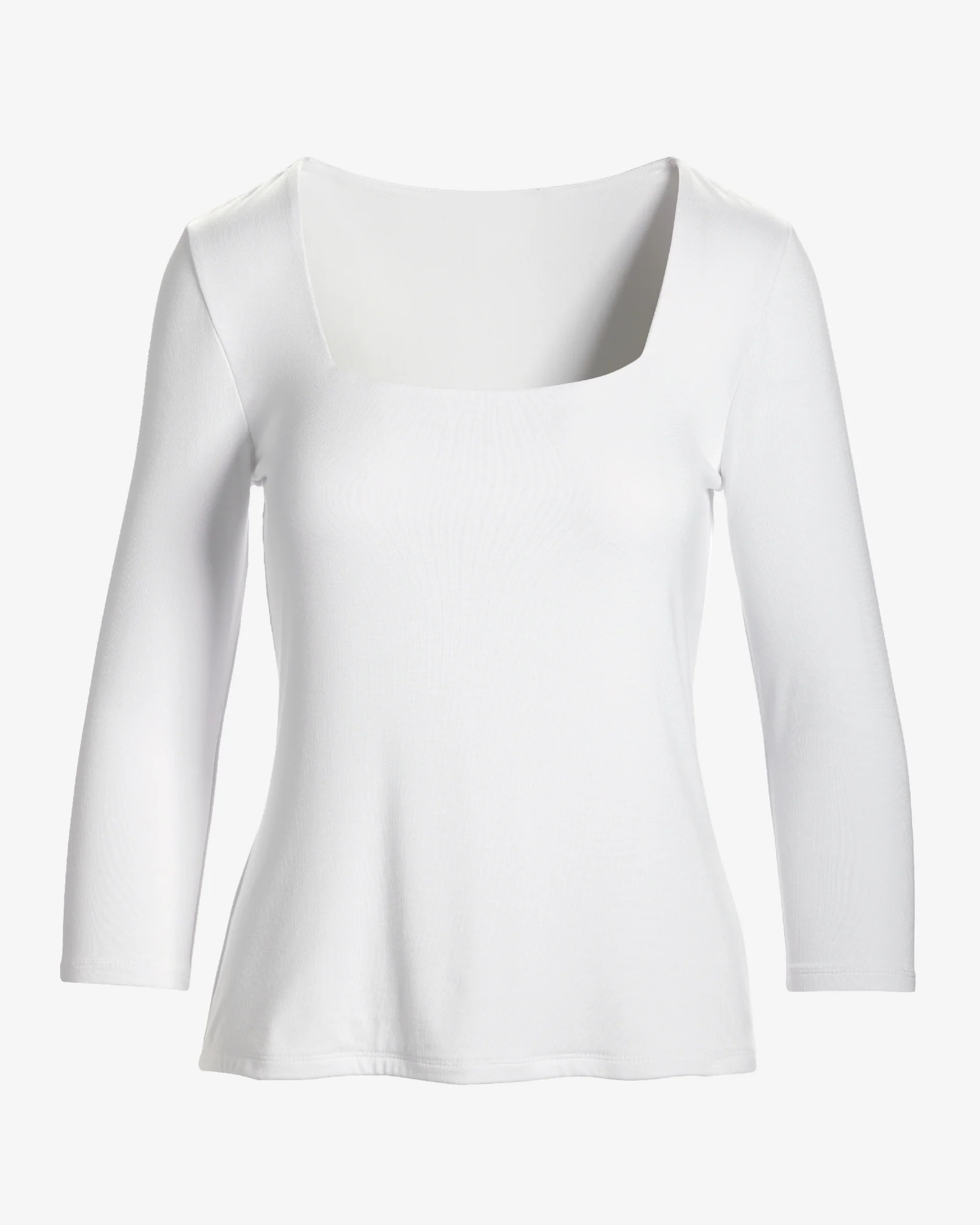 So Effortless Square Neck Three Quarter Sleeve Top Pure White - Mycitystee