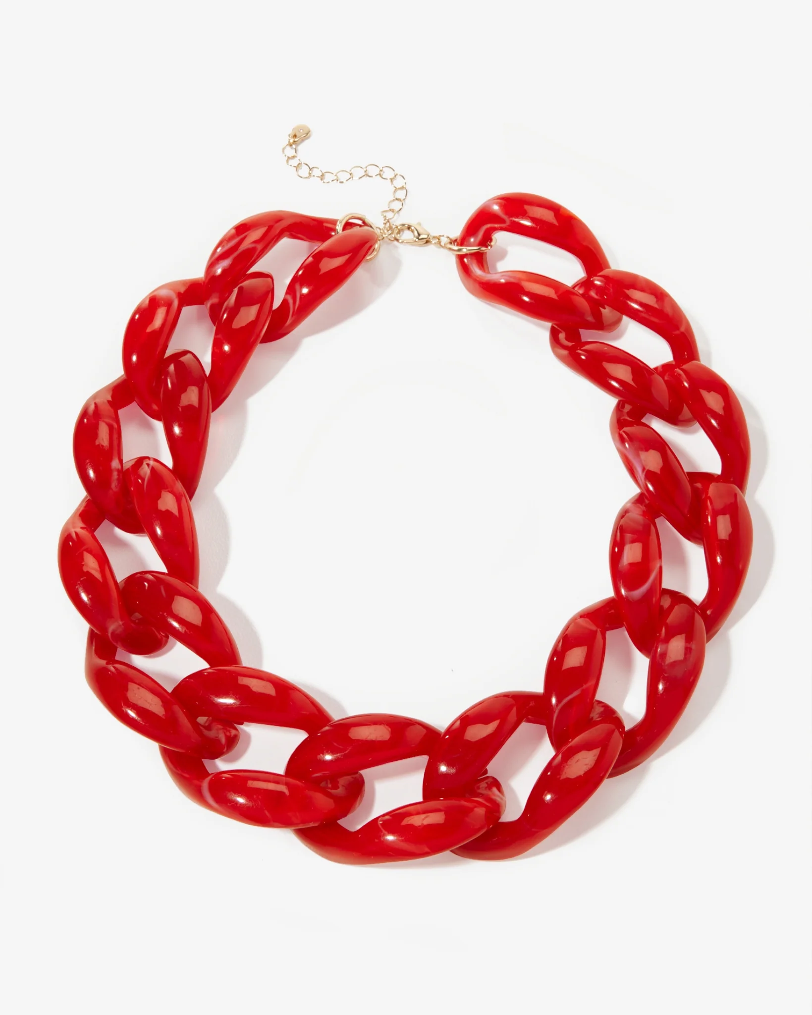 Red Acrylic Chain Necklace Red - Mycitystee