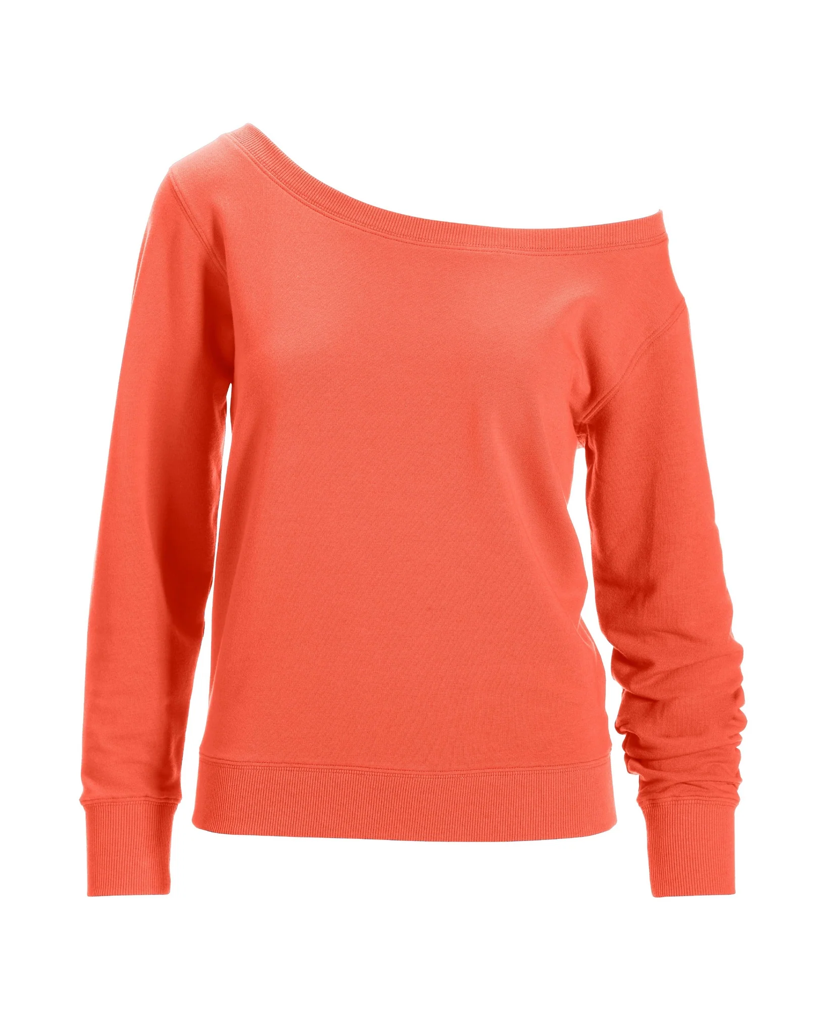 Slouchy French Terry Pullover Sweatshirt Hot Coral - Mycitystee