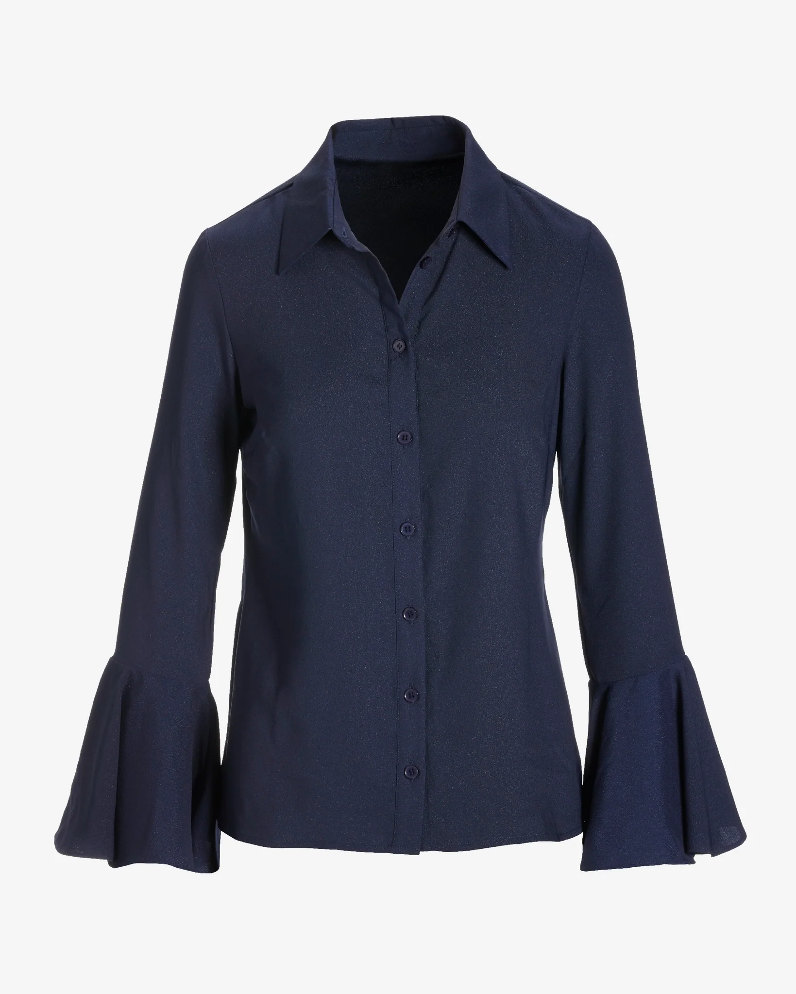 Alexa Flare Sleeve Shirt Navy - Mycitystee