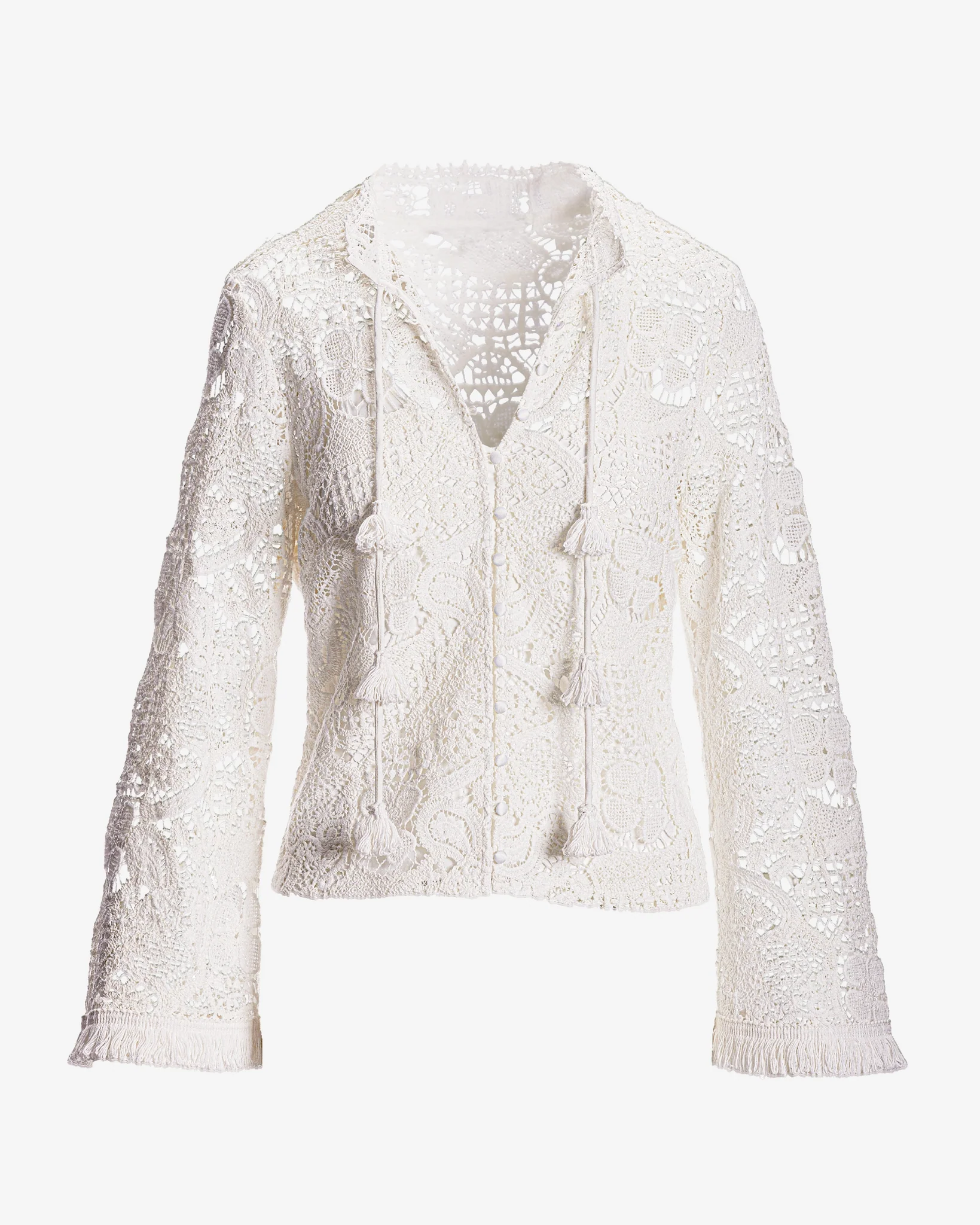 Novelty Lace Button Front Blouse White - Mycitystee