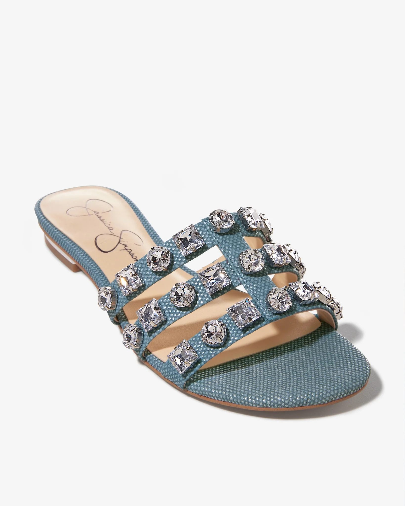 Crystal Embellished Slide Blue - Mycitystee