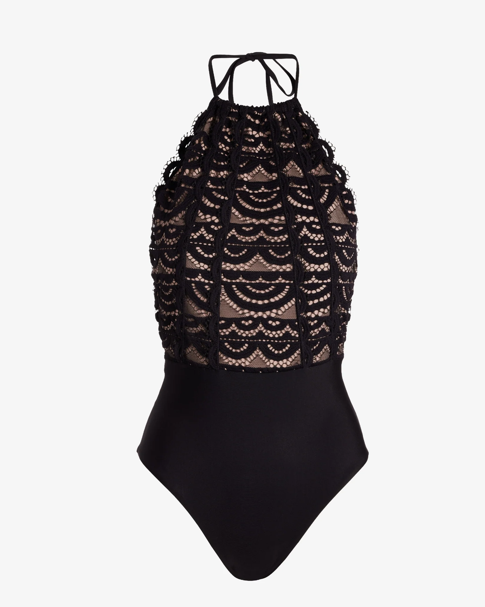 Lace High Neck One Piece Black - Mycitystee