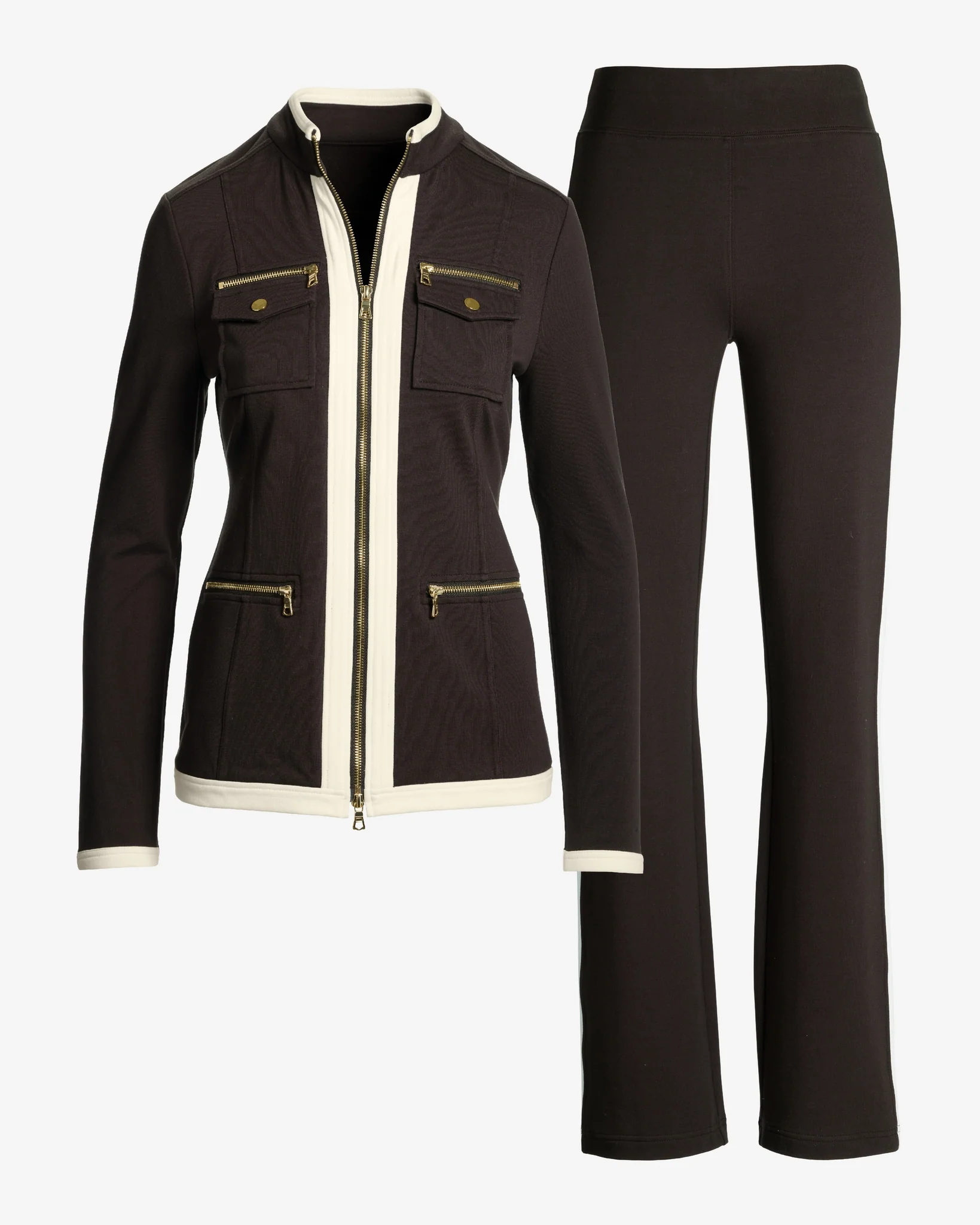 Chic Zippered Sport Coordinate Set Chocolate Torte - Mycitystee