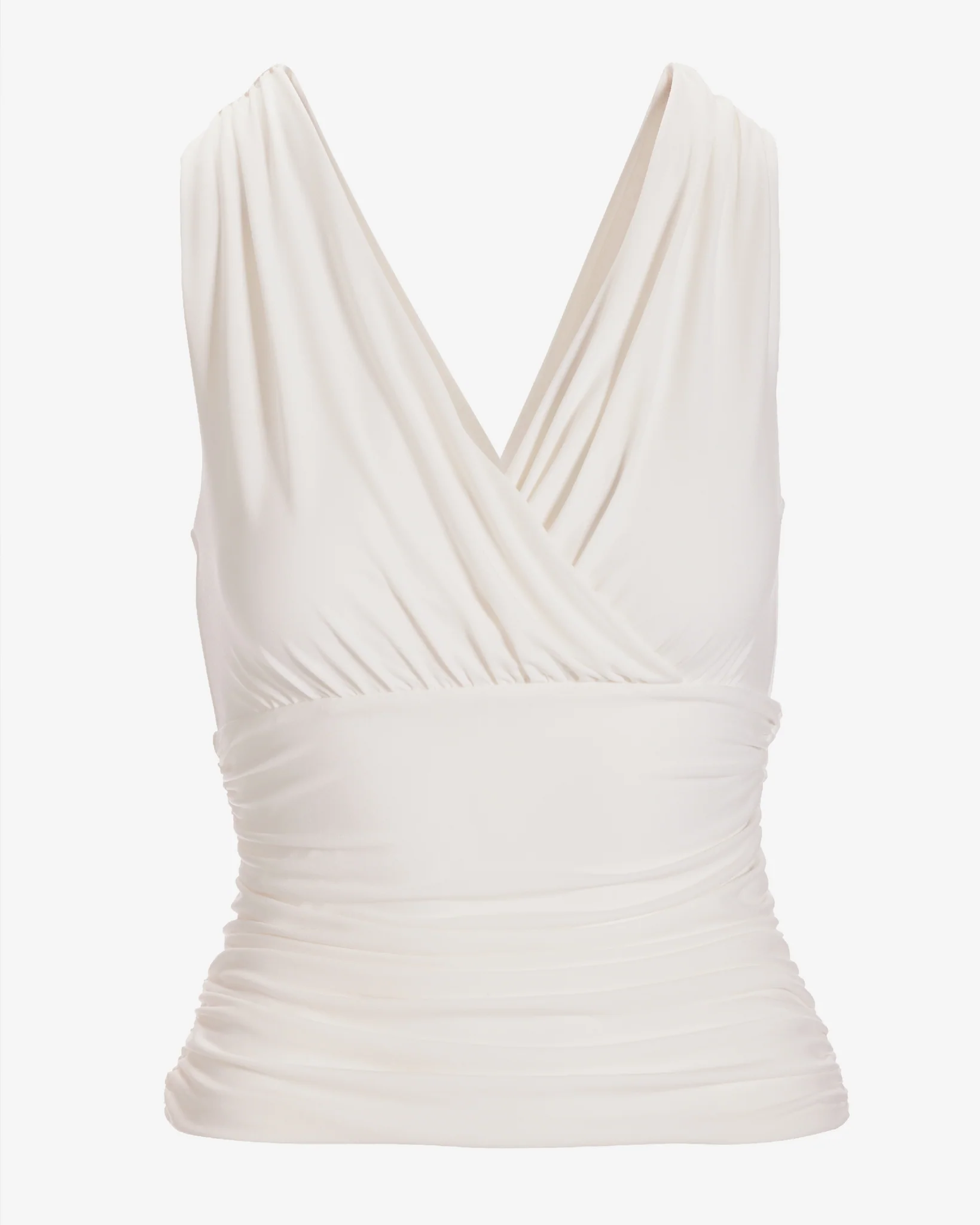 So Chic Surplice Ruched Top Off White - Mycitystee