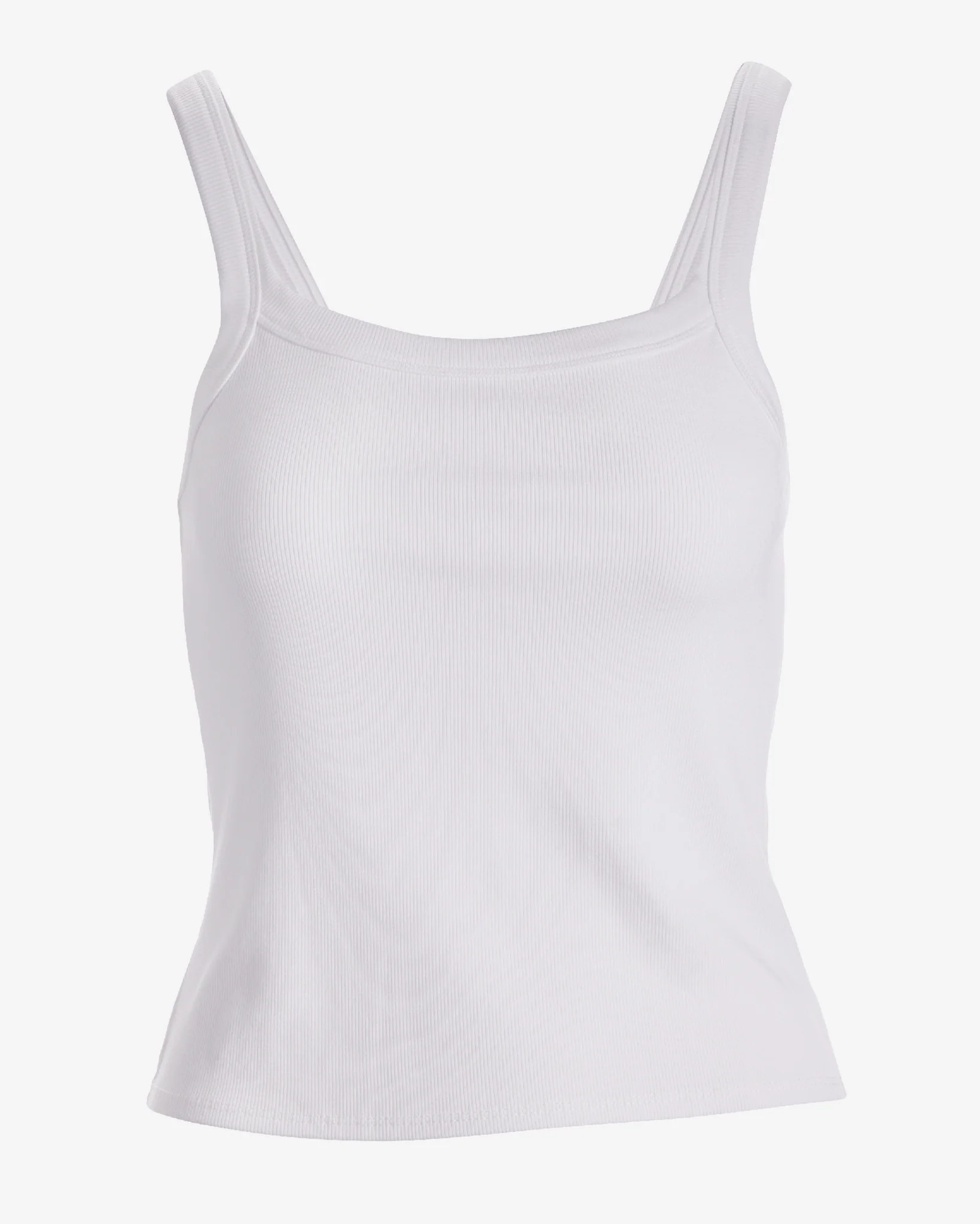 So Essential Ribbed Scoop Neck Tank Top Pure White - Mycitystee