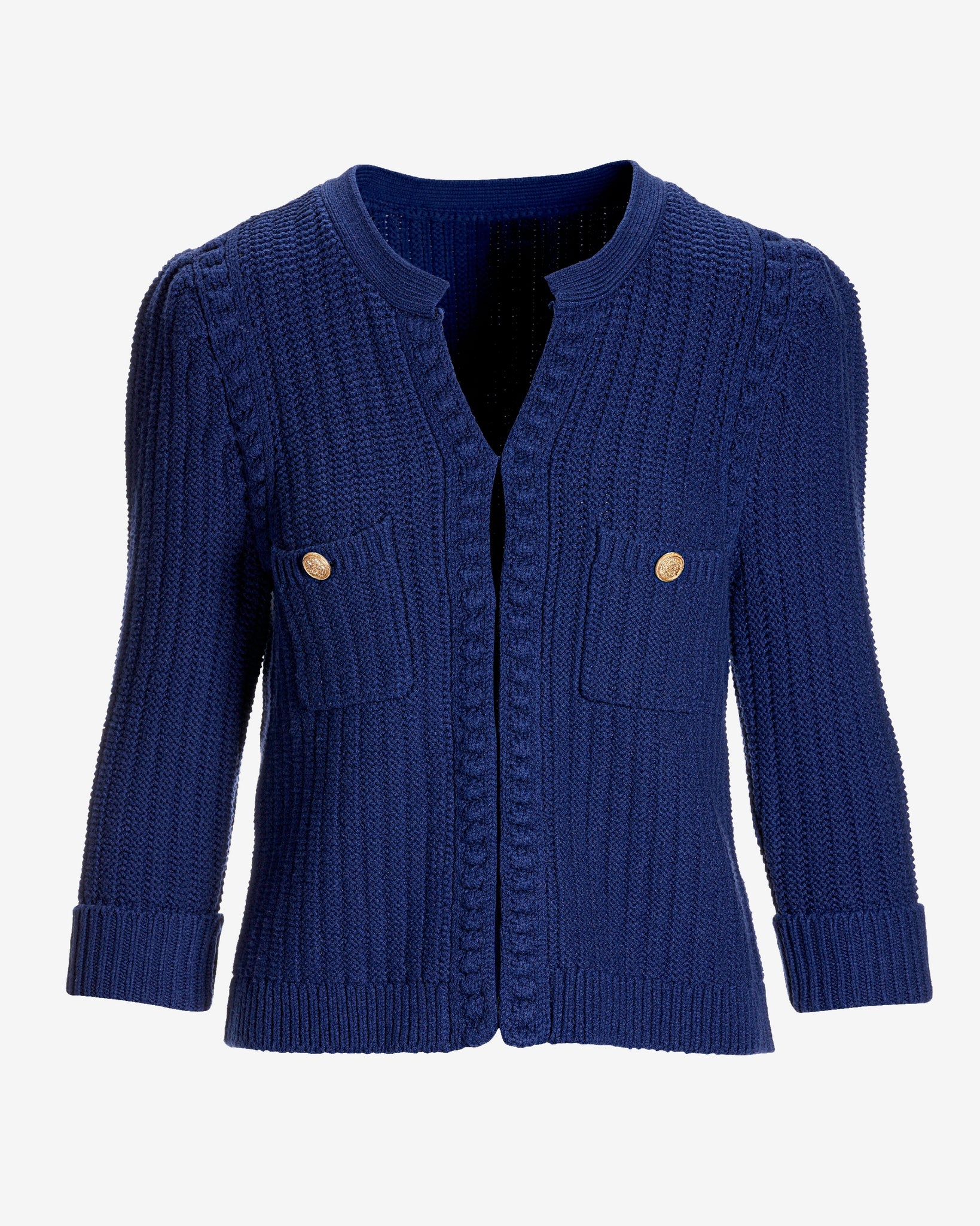 Puff Sleeve Sweater Cardigan Blue Depths - Mycitystee