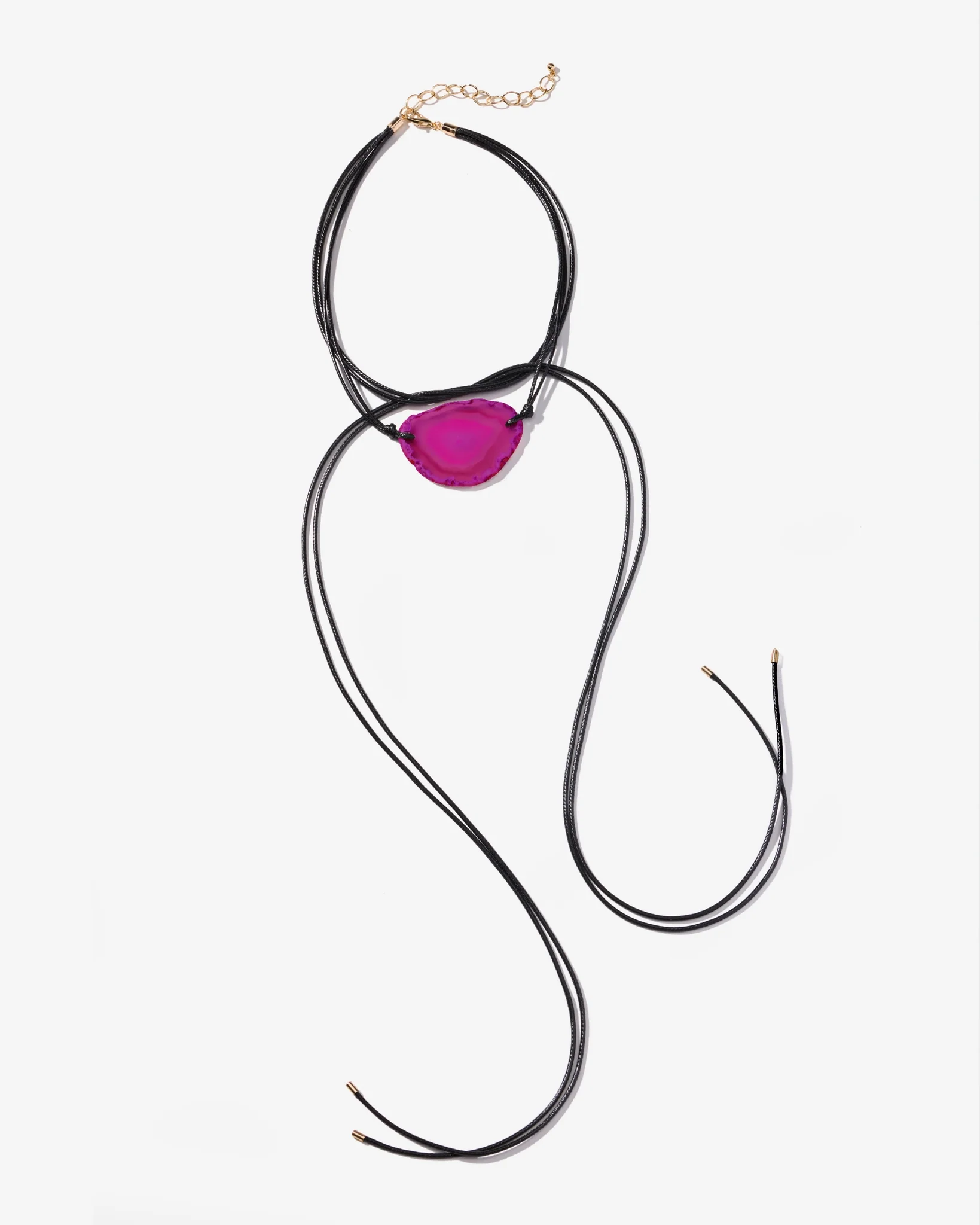 Gold Trim Tie Around Necklace Black - Mycitystee