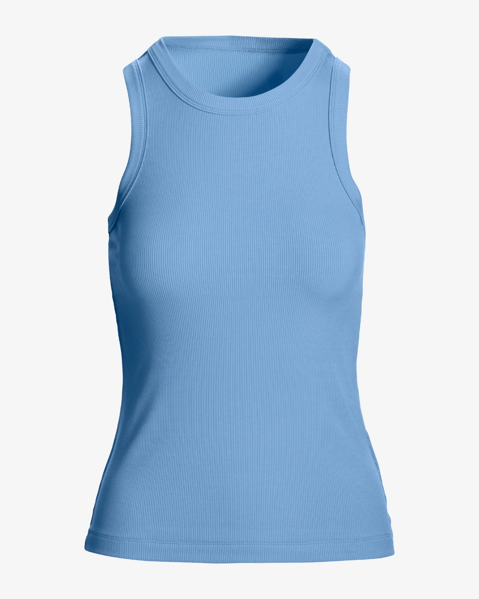 So Essential Ribbed High Neck Top Clear Blue Sky - Mycitystee
