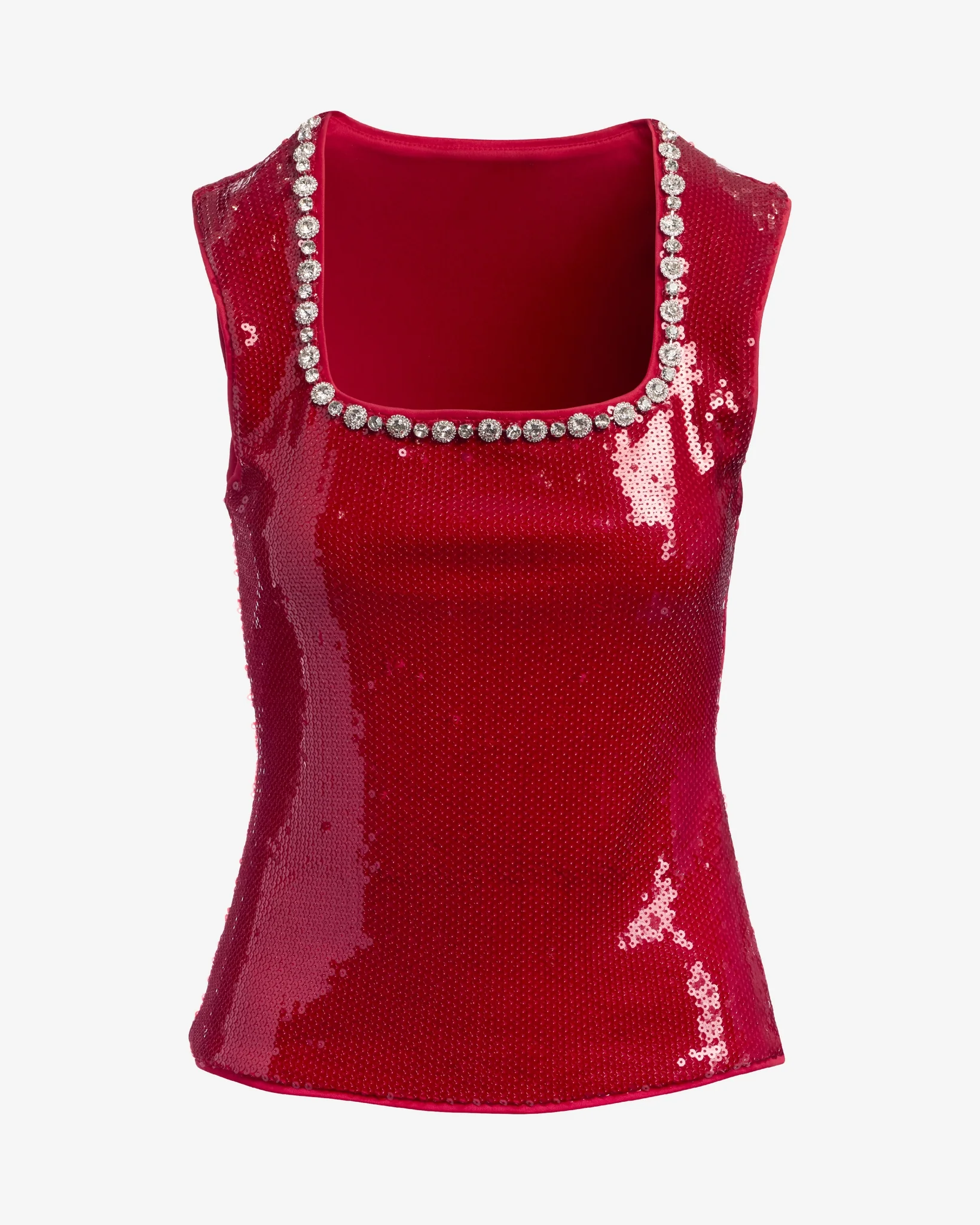 Embellished Sequin Knit Top Tango Red - Mycitystee