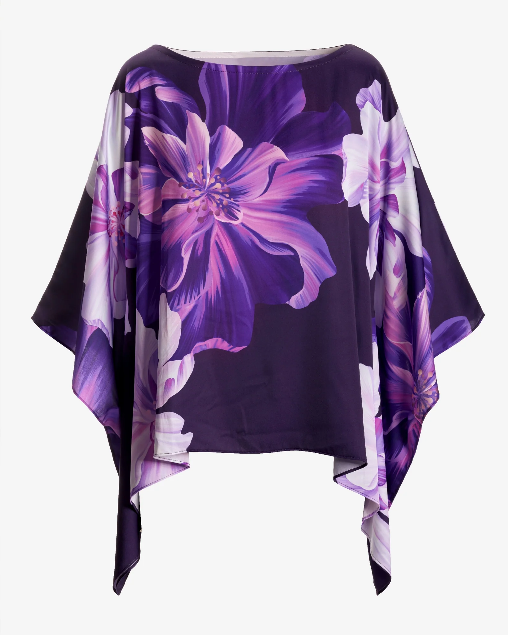 Exploded Dahlia Print Roxy Effortless Charmeuse Blouse Purple - Mycitystee