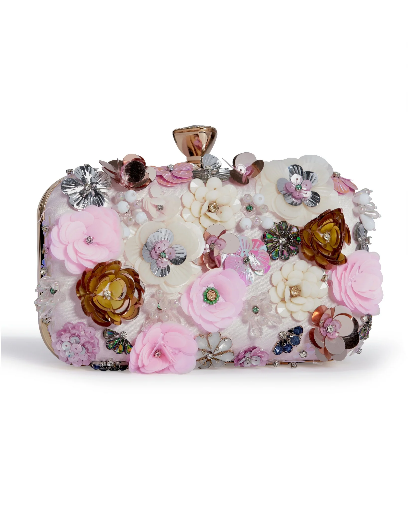 Floral Embellished Clutch Pink - Mycitystee