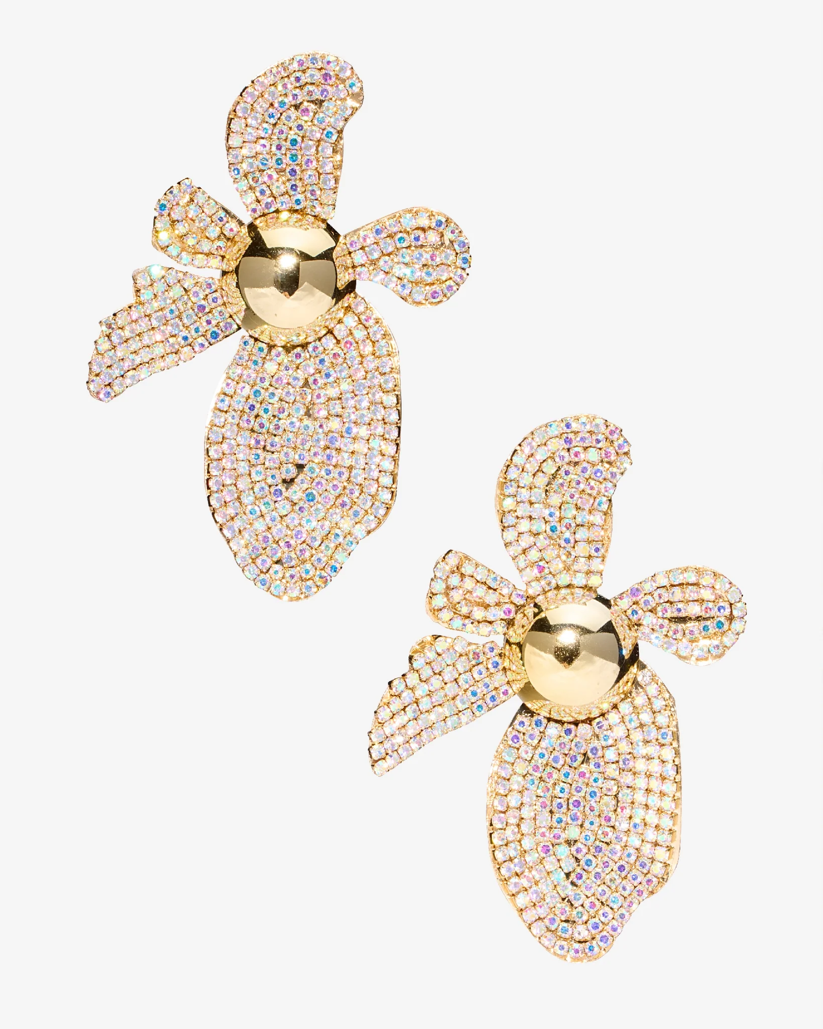 Rhinestone Flower Earring Gold - Mycitystee