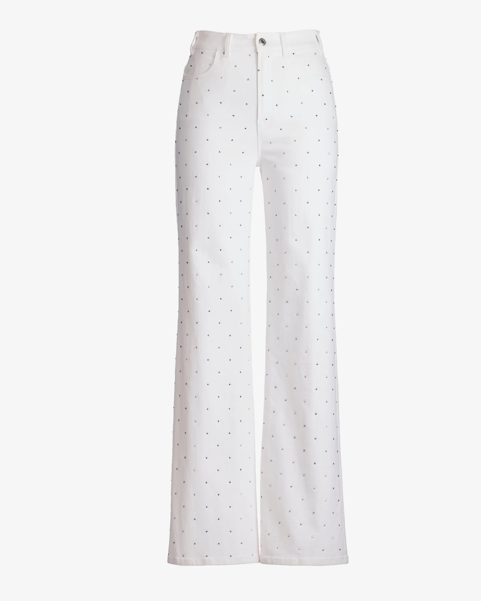 Malibu Scattered Sparkle Wide Leg Jean Off White Silver - Mycitystee