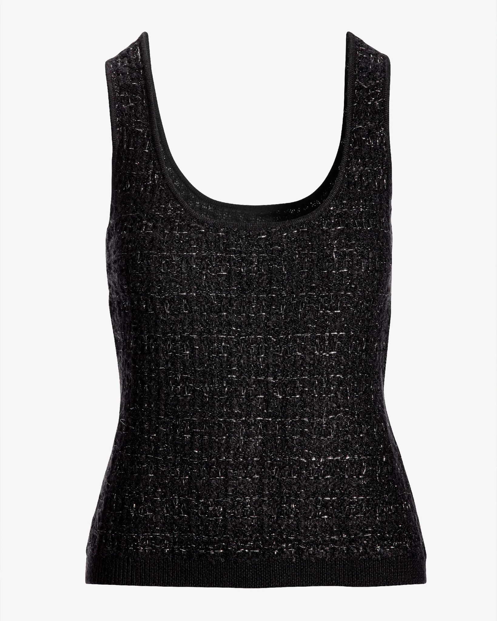 Sweater Tweed Scoop Neck Tank Black/Silver - Mycitystee