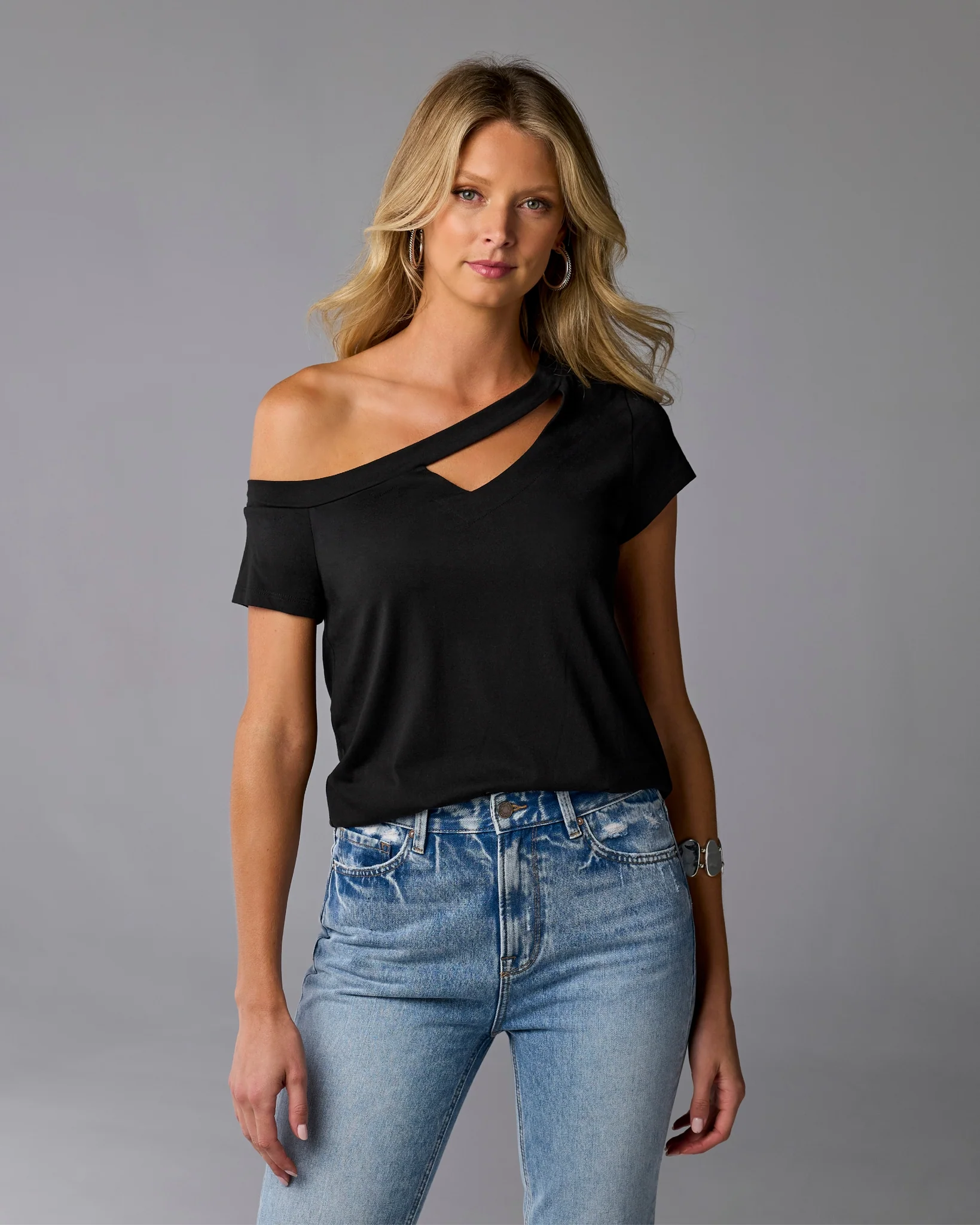 Slouchy Cut Out Knit Top Proper Black - Mycitystee