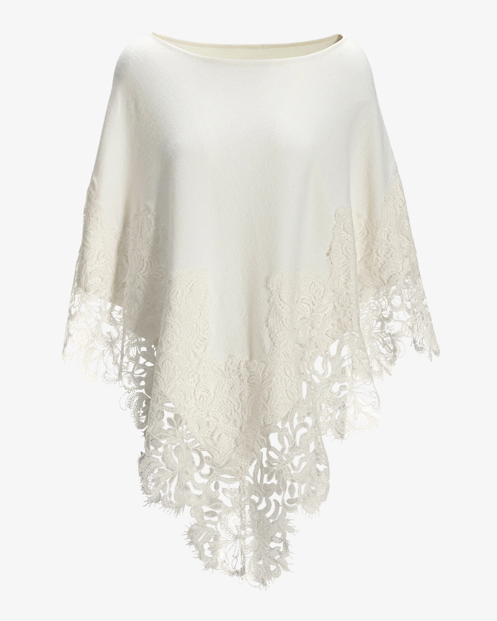 Lace Inset Poncho Off White - Mycitystee