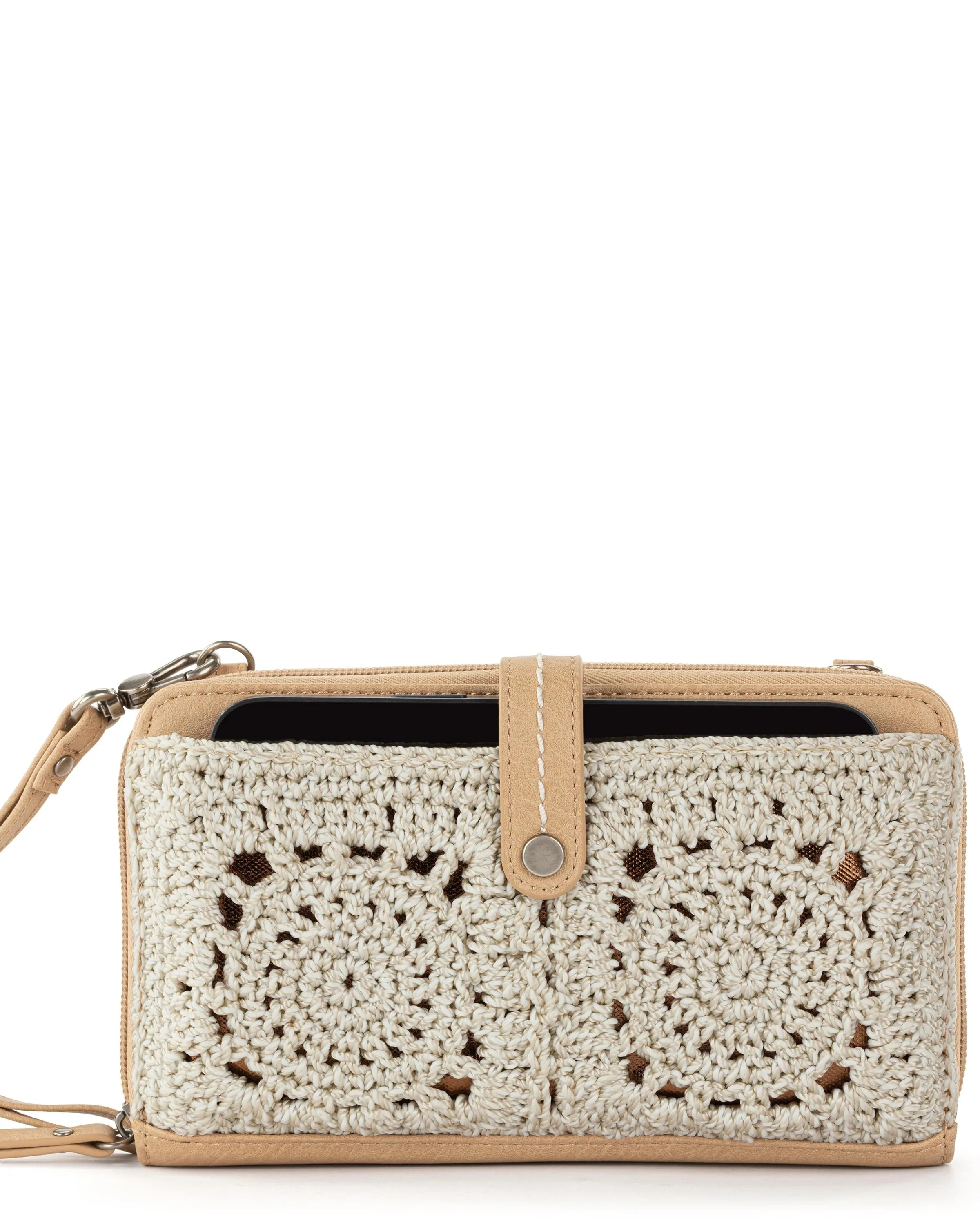 Iris Smartphone Wallet - Hand Crochet - Natural Medallion - Mycitystee