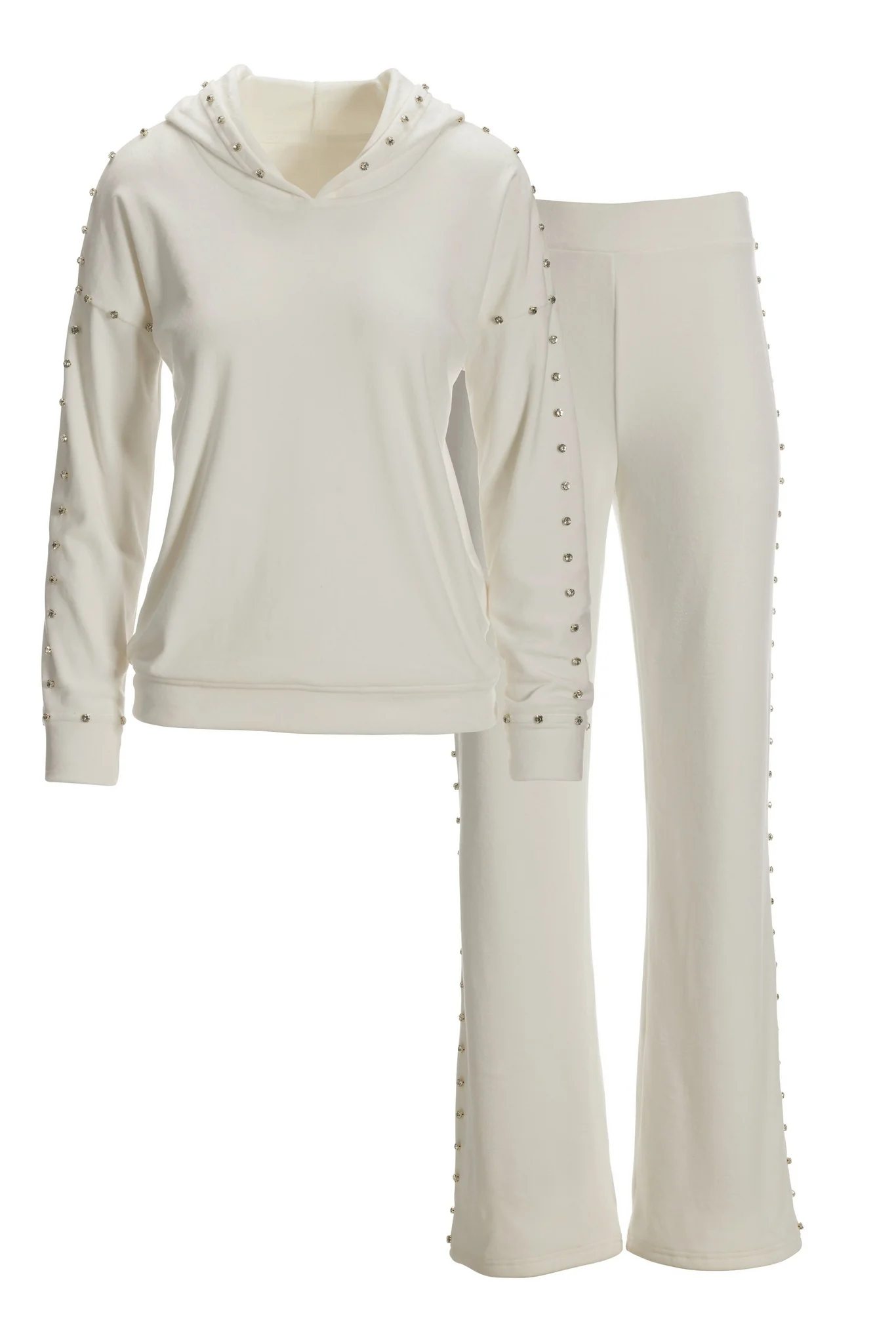 Velour Rhinestone Set White - Mycitystee