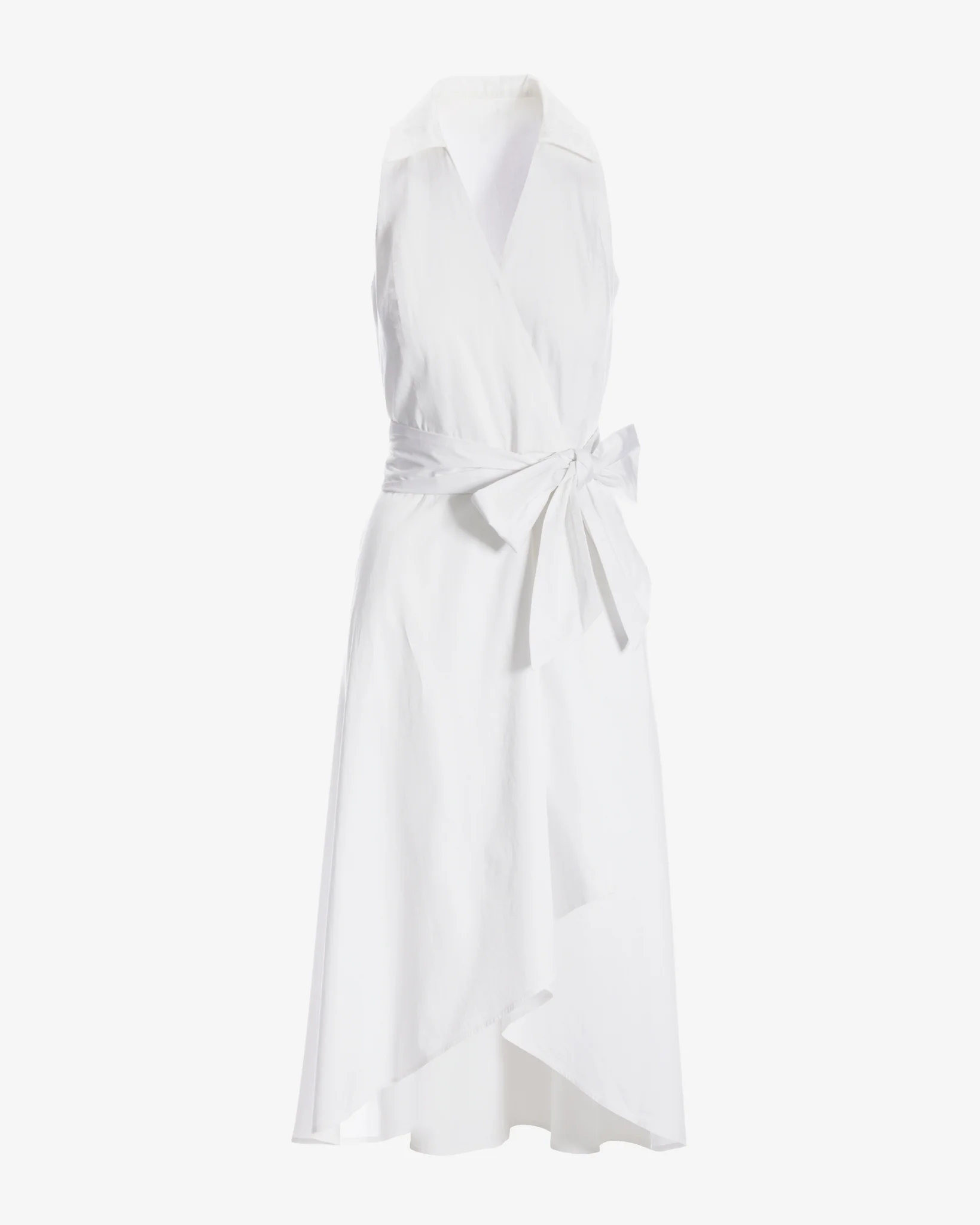 Poplin Fit and Flare Faux Wrap Midi Dress White - Mycitystee