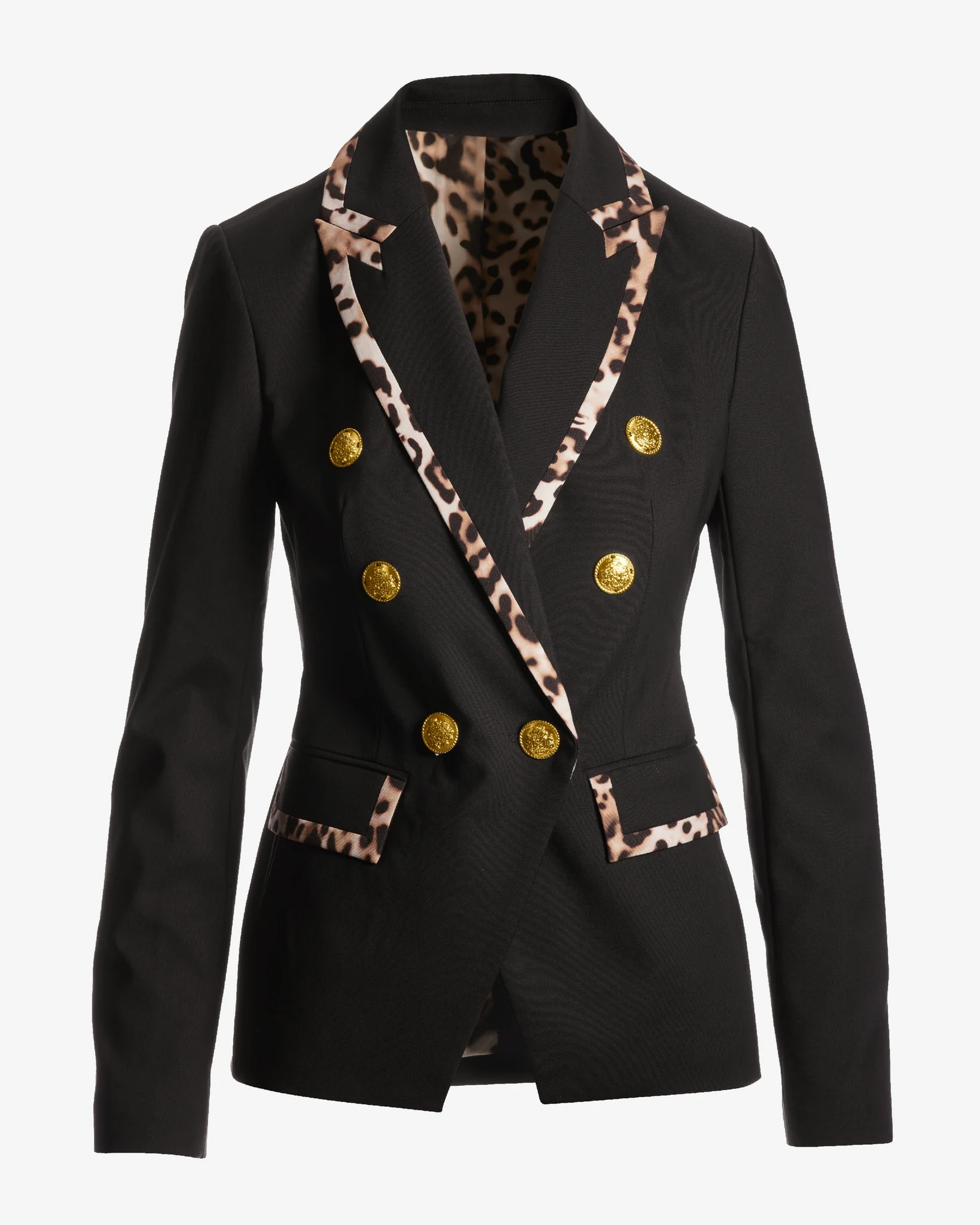 Exploded Cheetah Trim Modern Double Breasted Blazer Neutral - Mycitystee