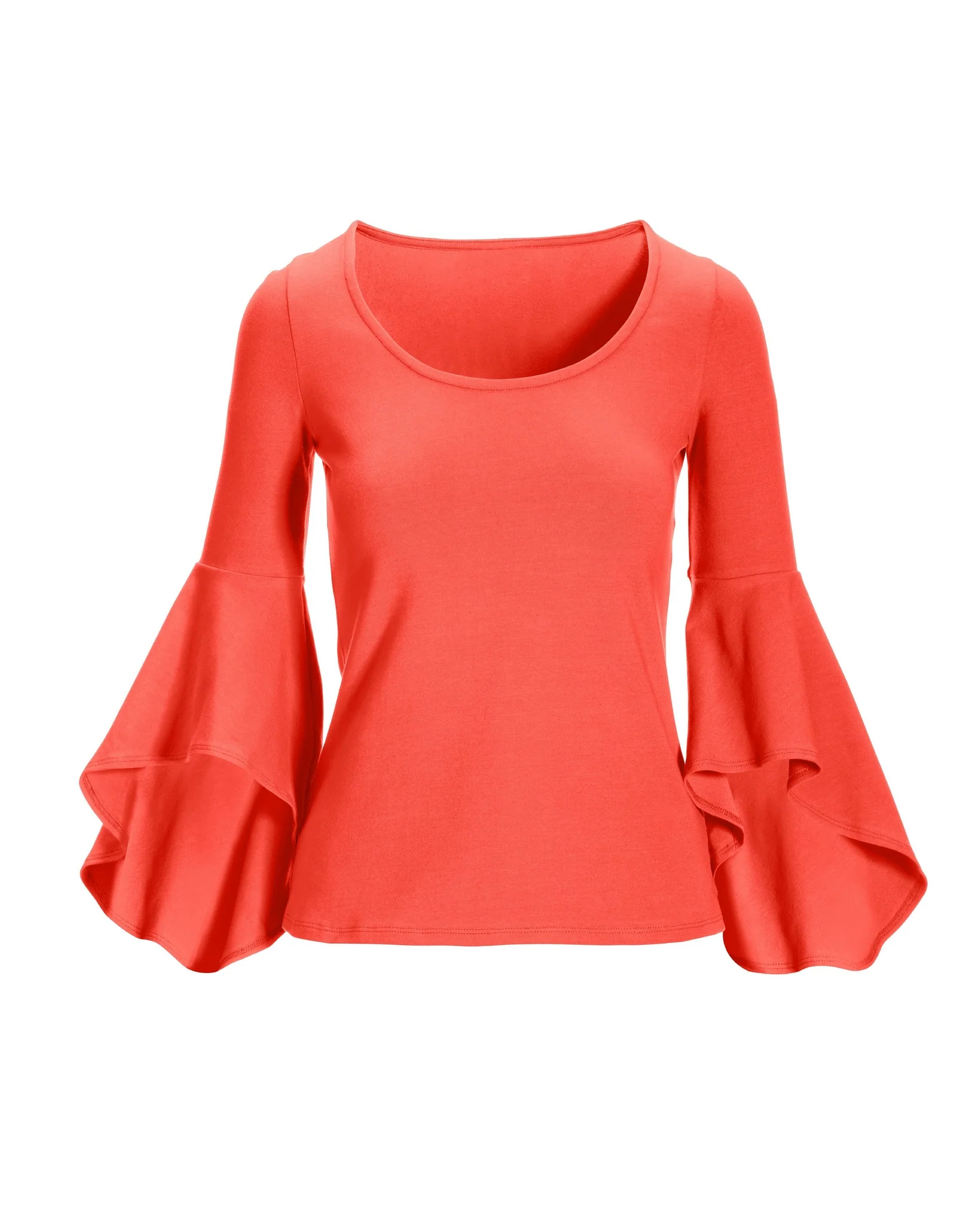 So Sexy Flare Sleeve Knit Top Hot Coral - Mycitystee