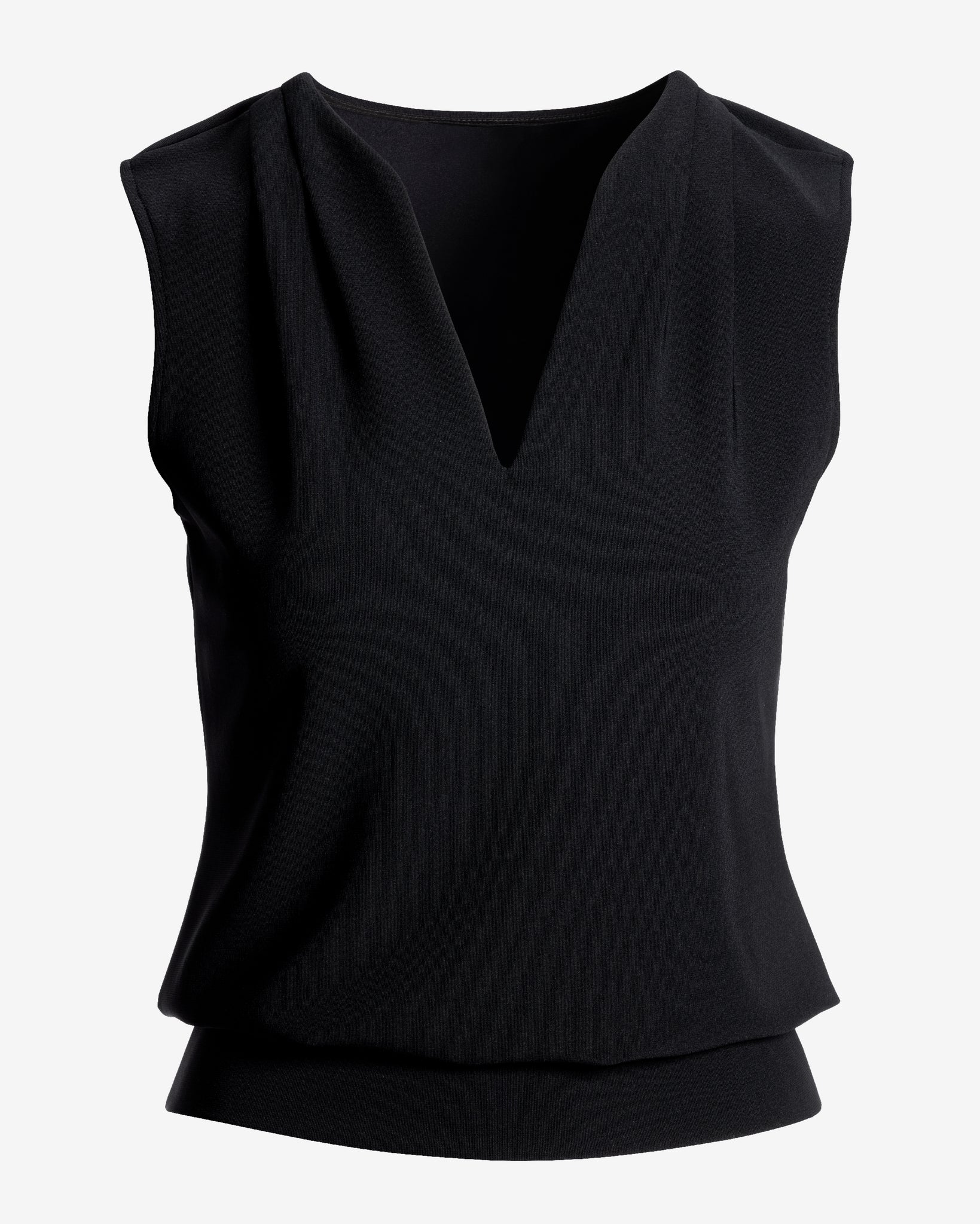 Beyond Travel Sleeveless Stand Collar Blouson Top Jet Black - Mycitystee