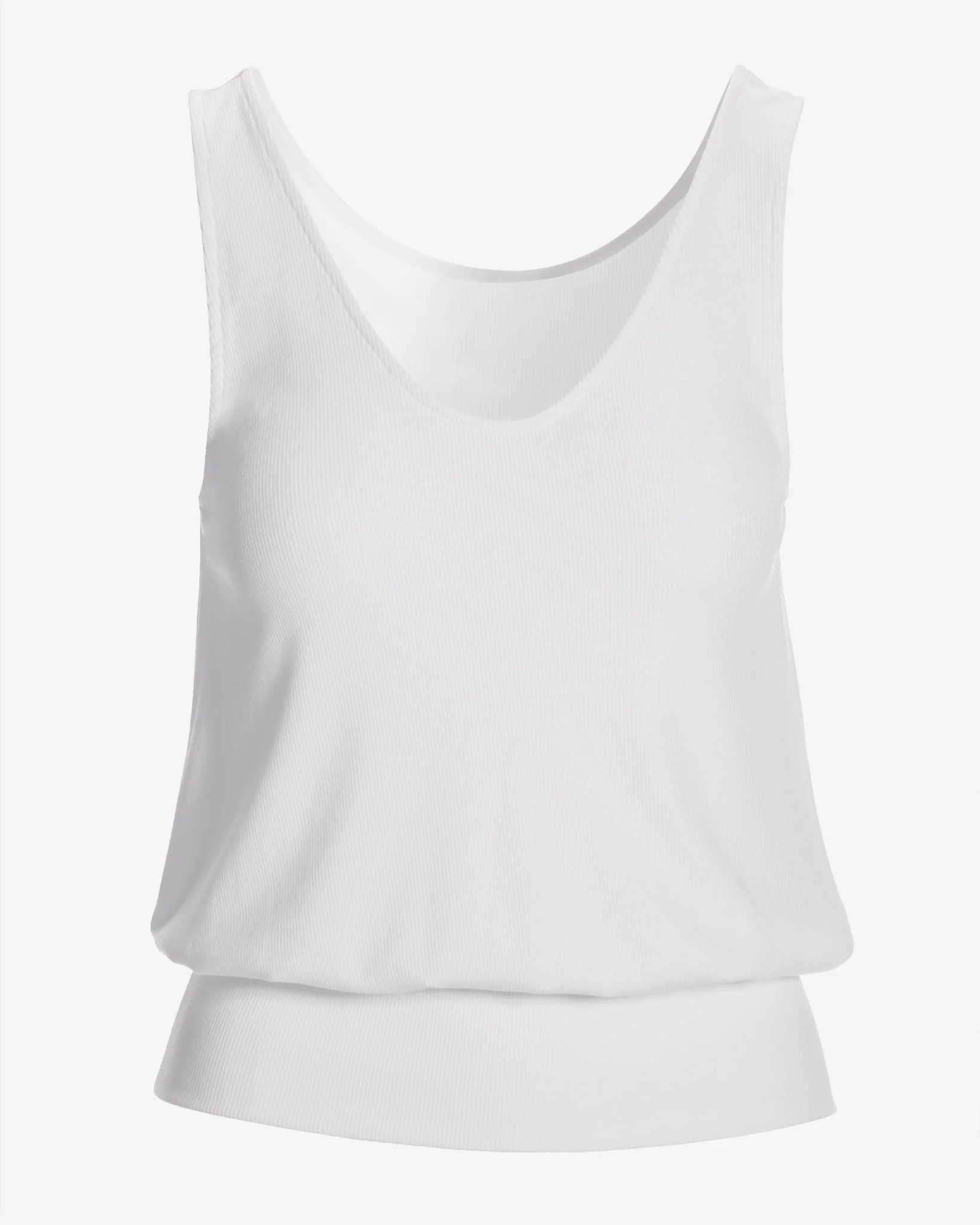 So Essential Rib V Neck Blouson Top Pure White - Mycitystee