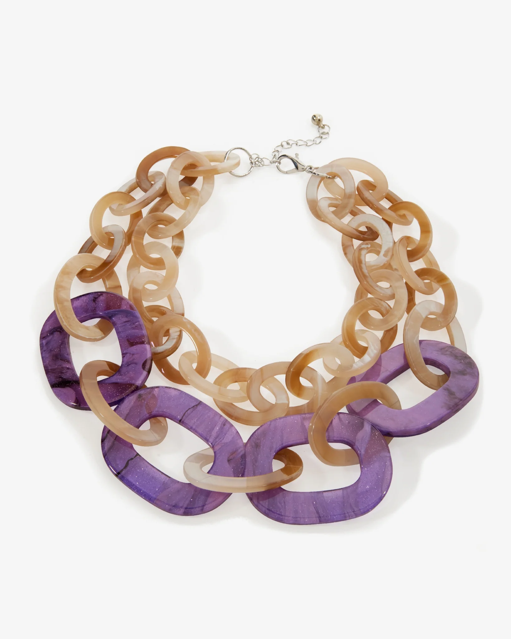 Chunky Chain Layered Necklace Purple Multi - Mycitystee