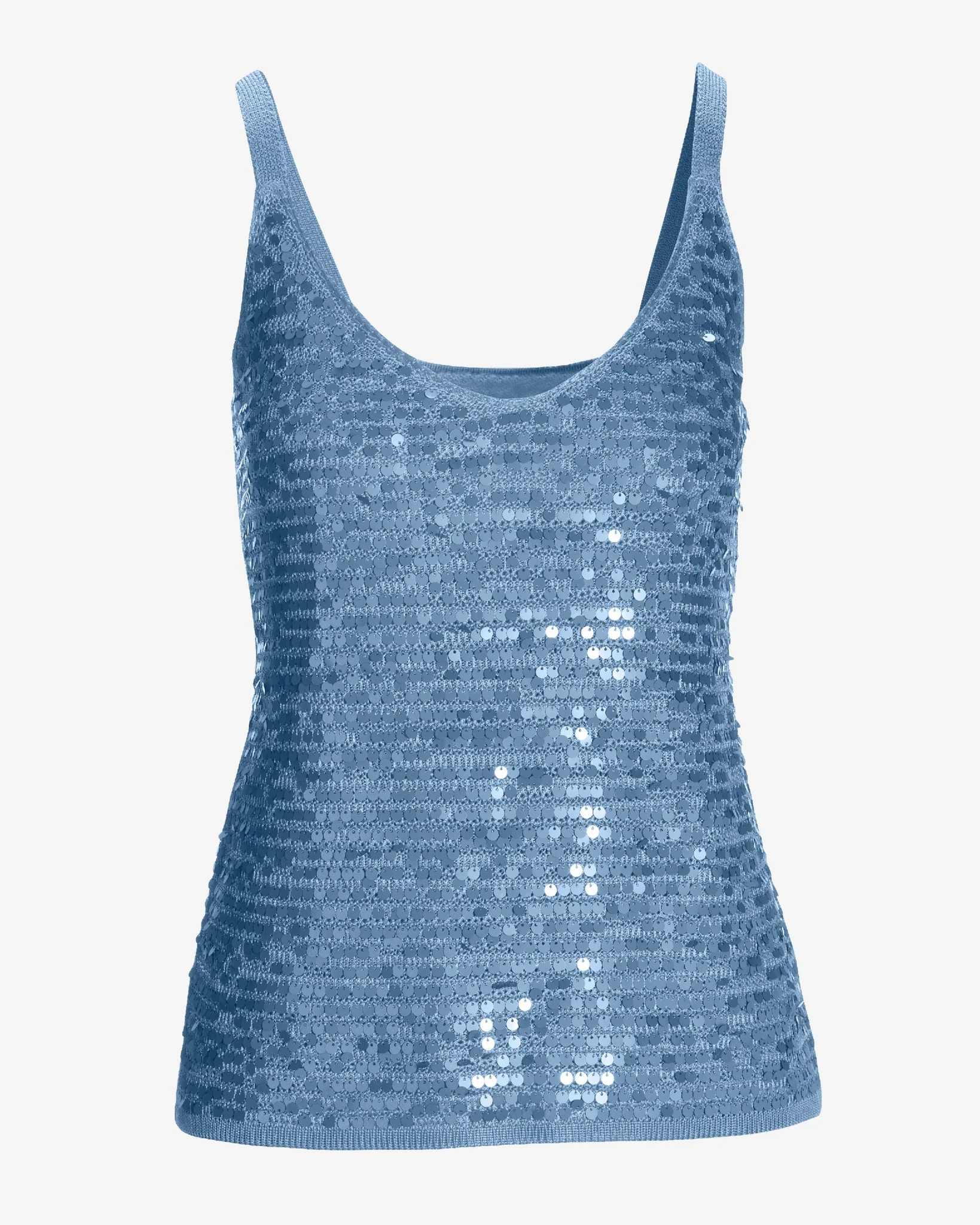 Sequin V-Neck Sweater Tank Blue Bell - Mycitystee