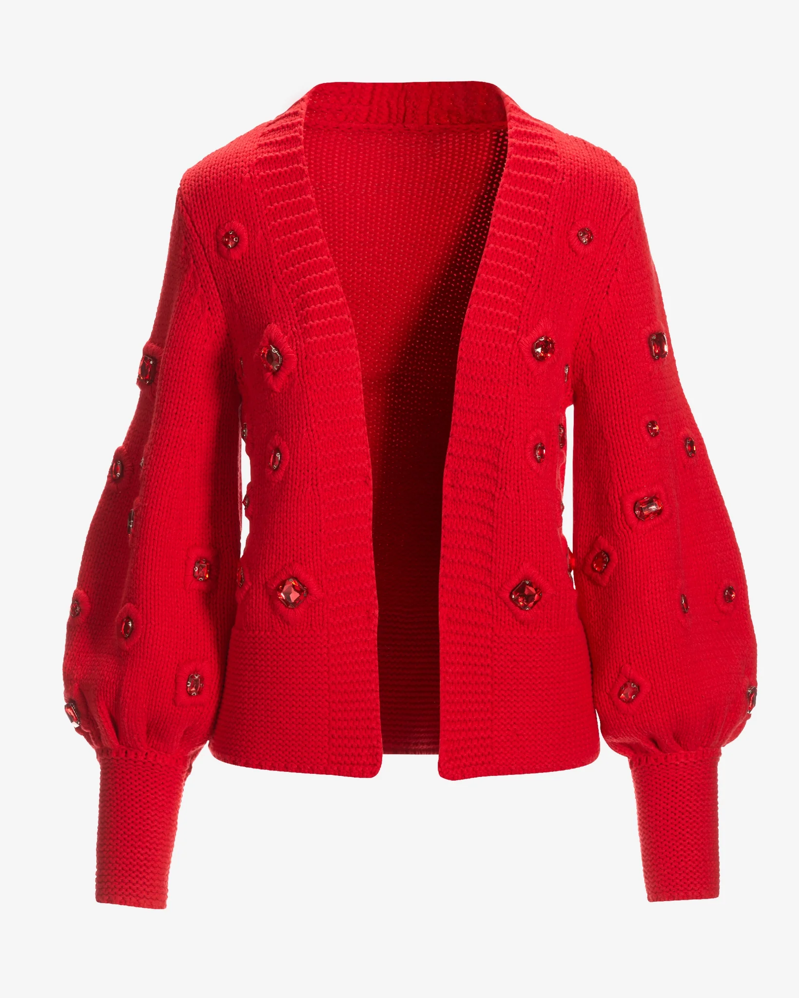 Gem Embellished Cardigan Racing Red - Mycitystee