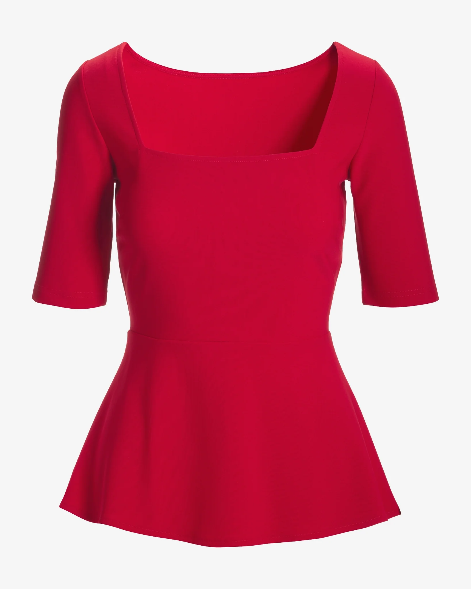 Beyond Travel Square Neck Elbow Sleeve Peplum Top French Kiss - Mycitystee