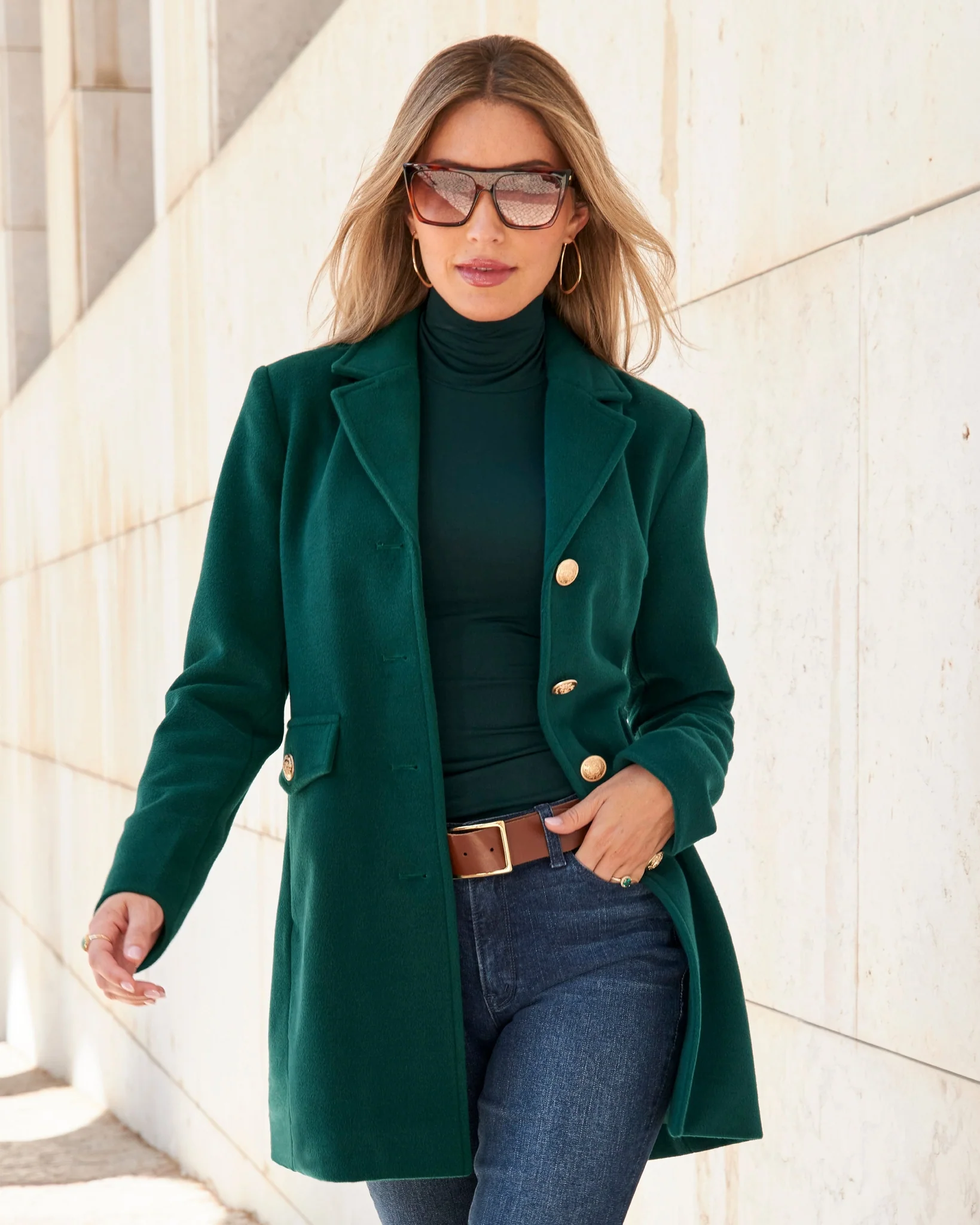 Classic Tailored Coat Deep Emerald - Mycitystee