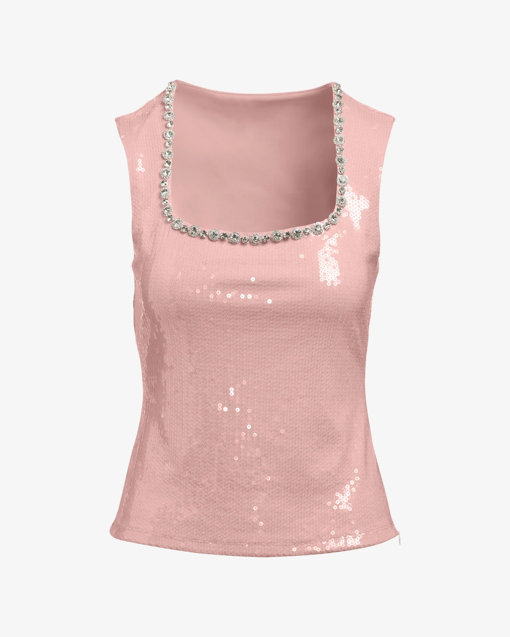 Embellished Sequin Knit Top Baby Pink - Mycitystee