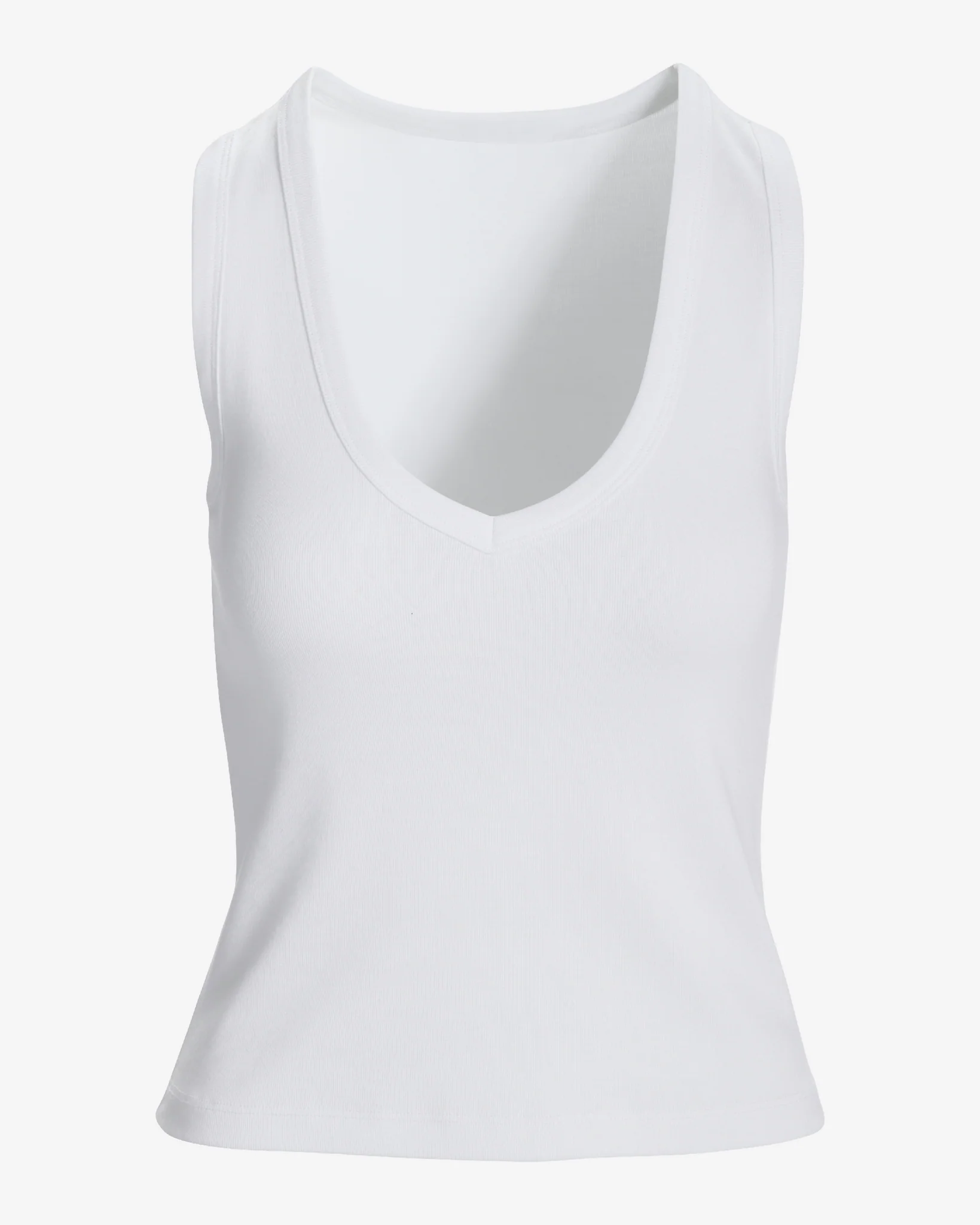 Cotton V-Neck Tank Top Pure White - Mycitystee