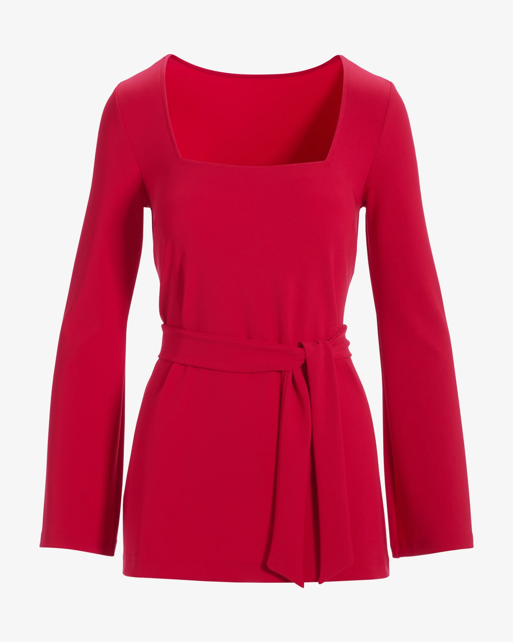 Beyond Travel Square Neck Tie Waist Top French Kiss - Mycitystee