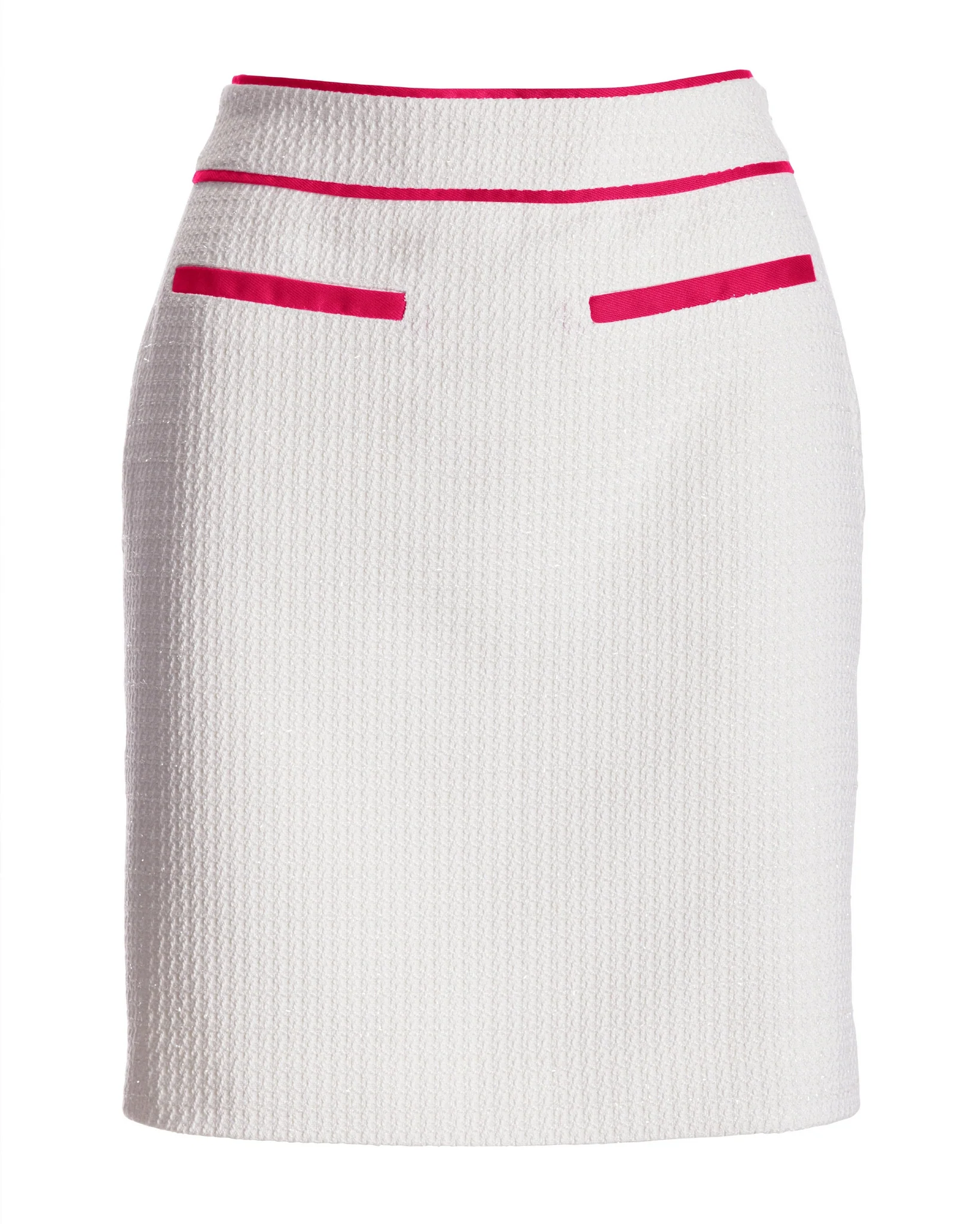 Contrast Trim Tweed Mini Skirt White/Pink - Mycitystee