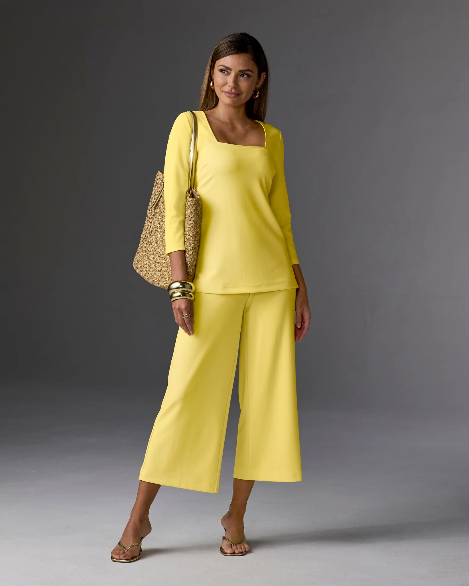 Beyond Travel Wide Leg Crop Pant Lemon Drop - Mycitystee