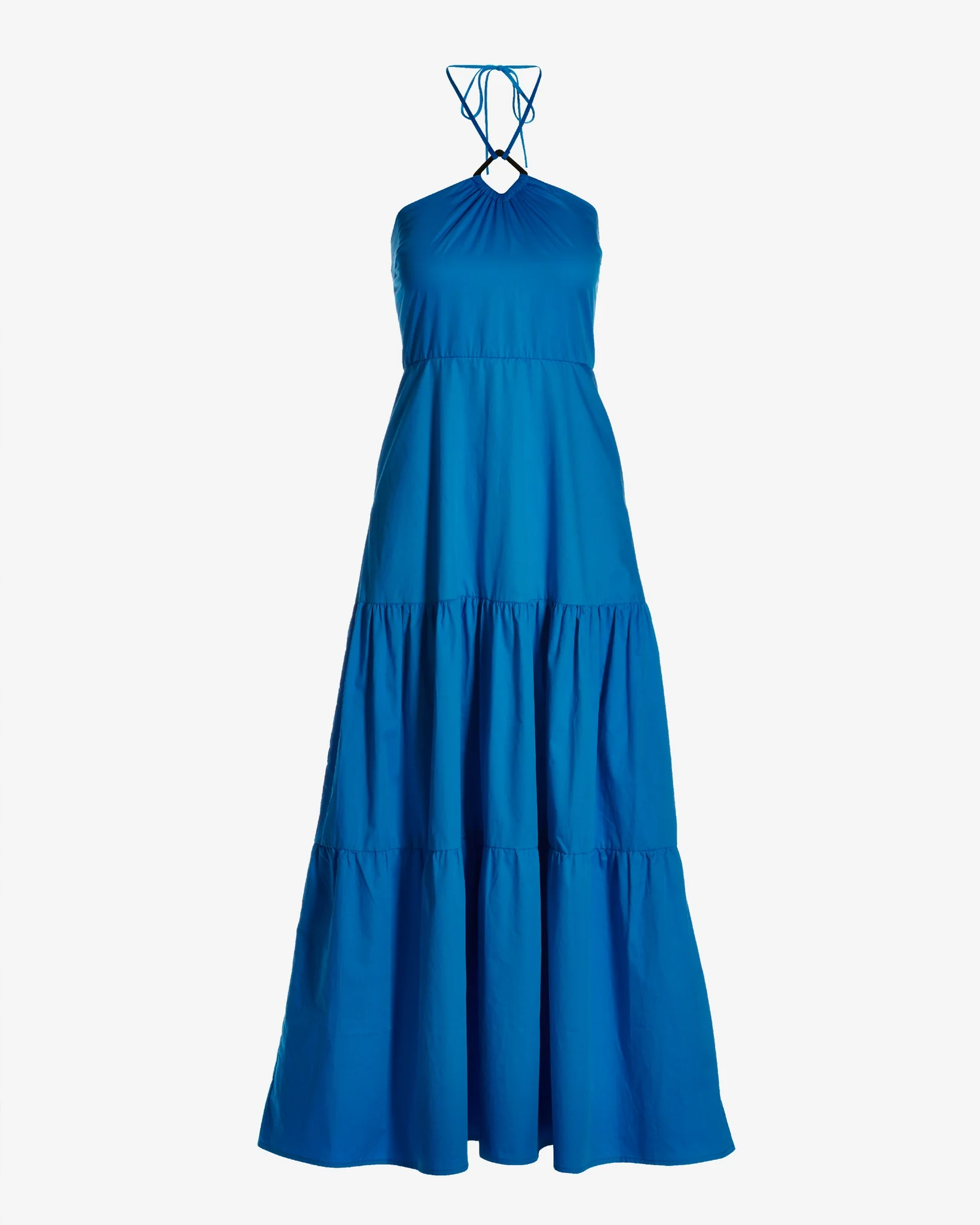 Hardware Halter Tiered Poplin Maxi Dress Indigo Bunting - Mycitystee