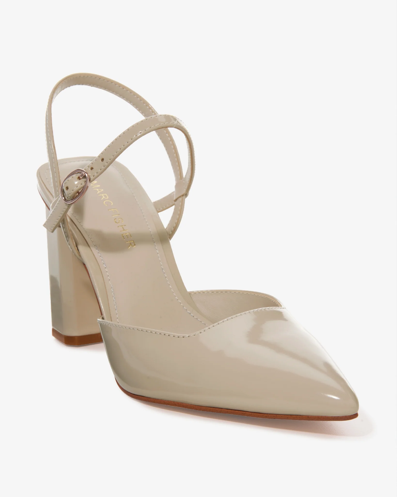 Pointed Toe Ankle Strap Block Heel Cream - Mycitystee