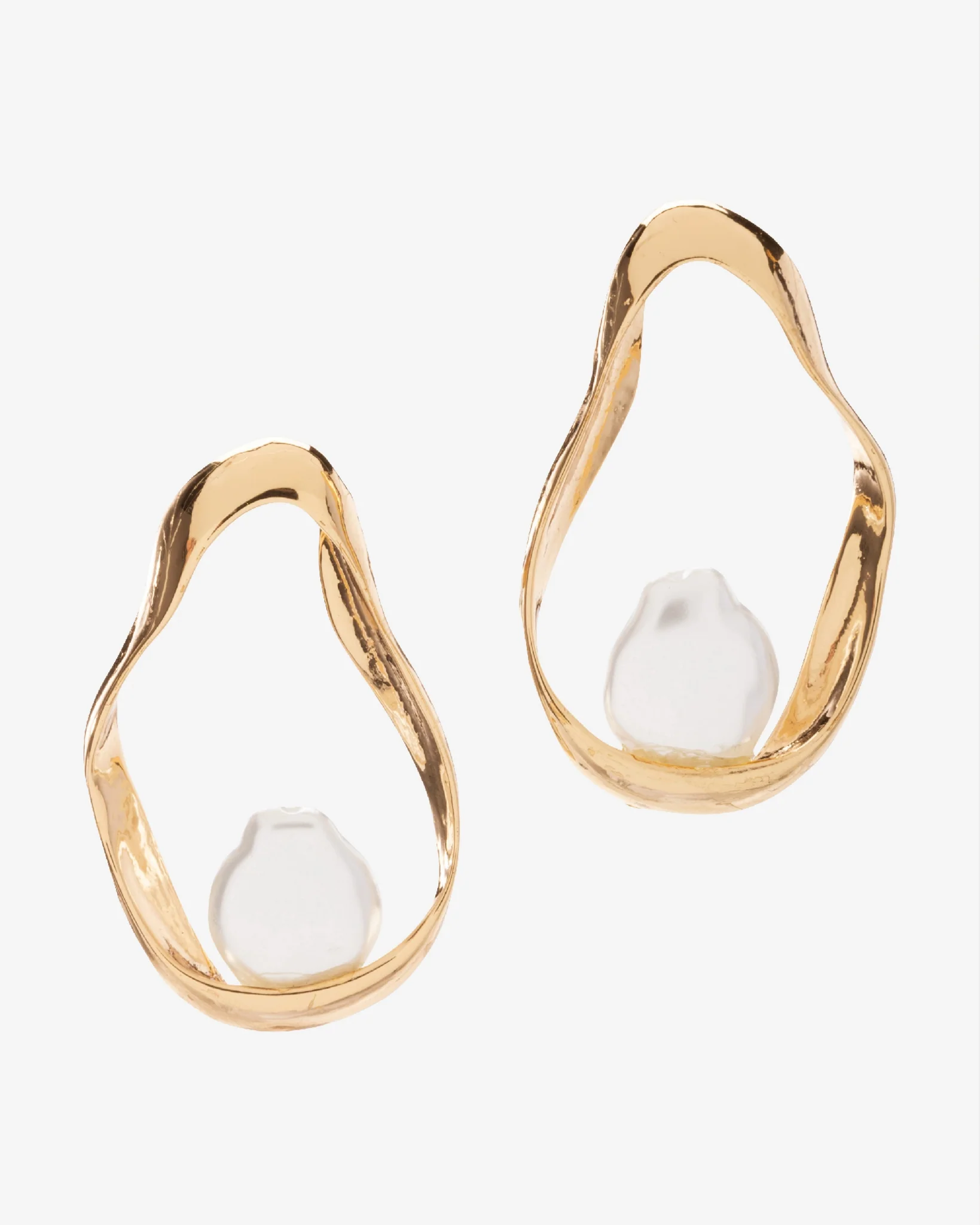 Modern Shaped Pearl Earring Gold - Mycitystee