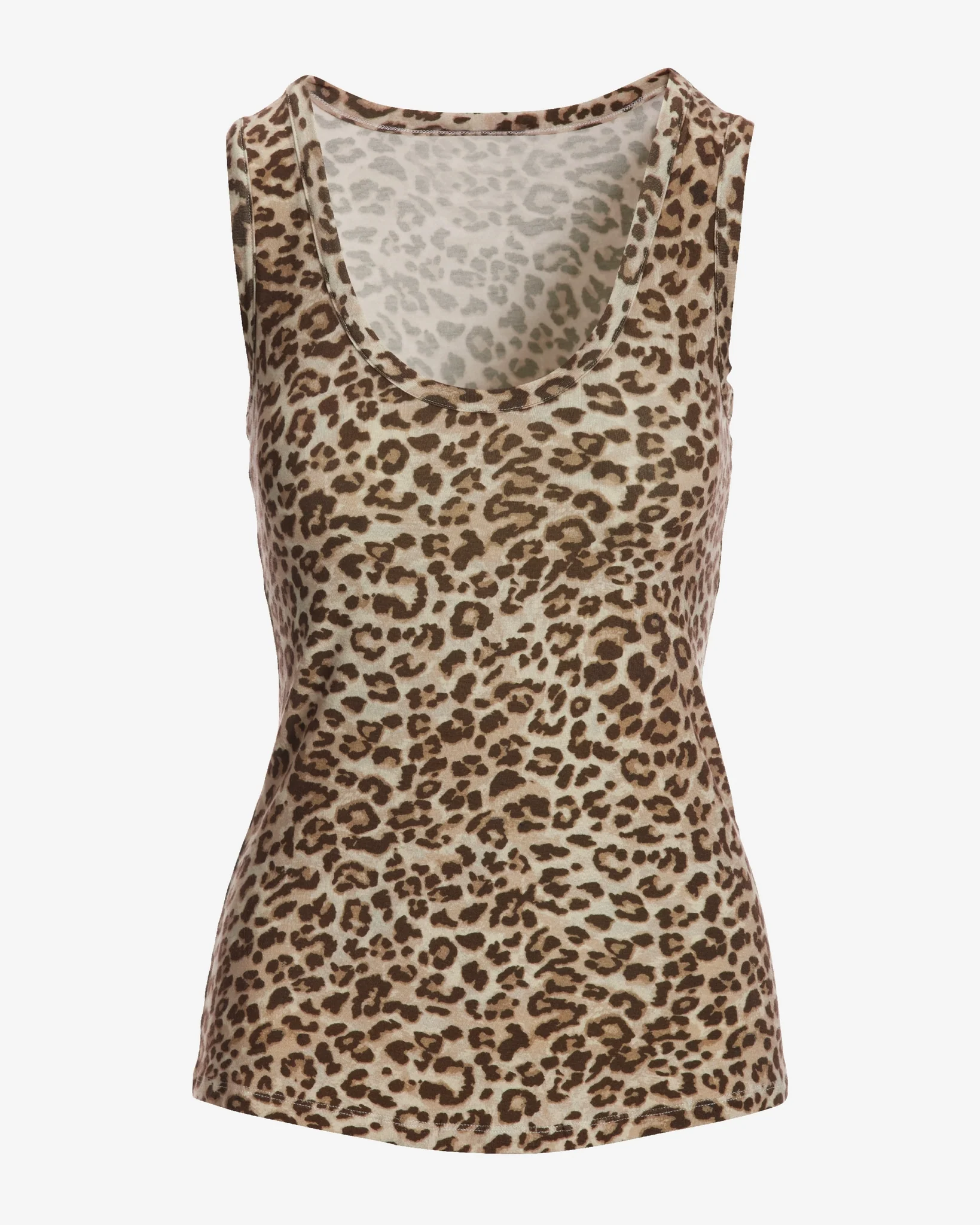So Effortless Leopard Scoop Neck Tank Neutral - Mycitystee