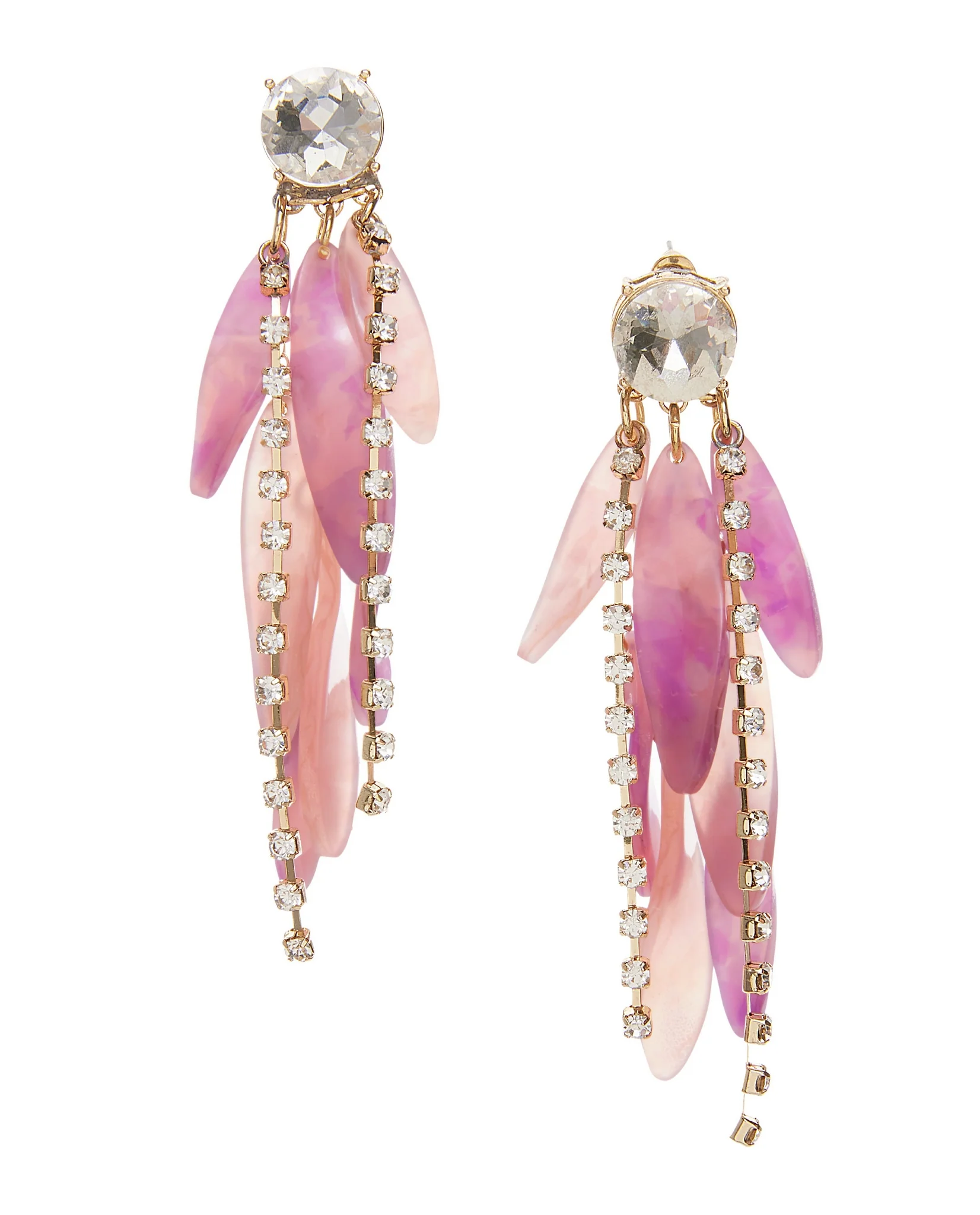 Rhinestone Drop Earring Pink/Silver - Mycitystee