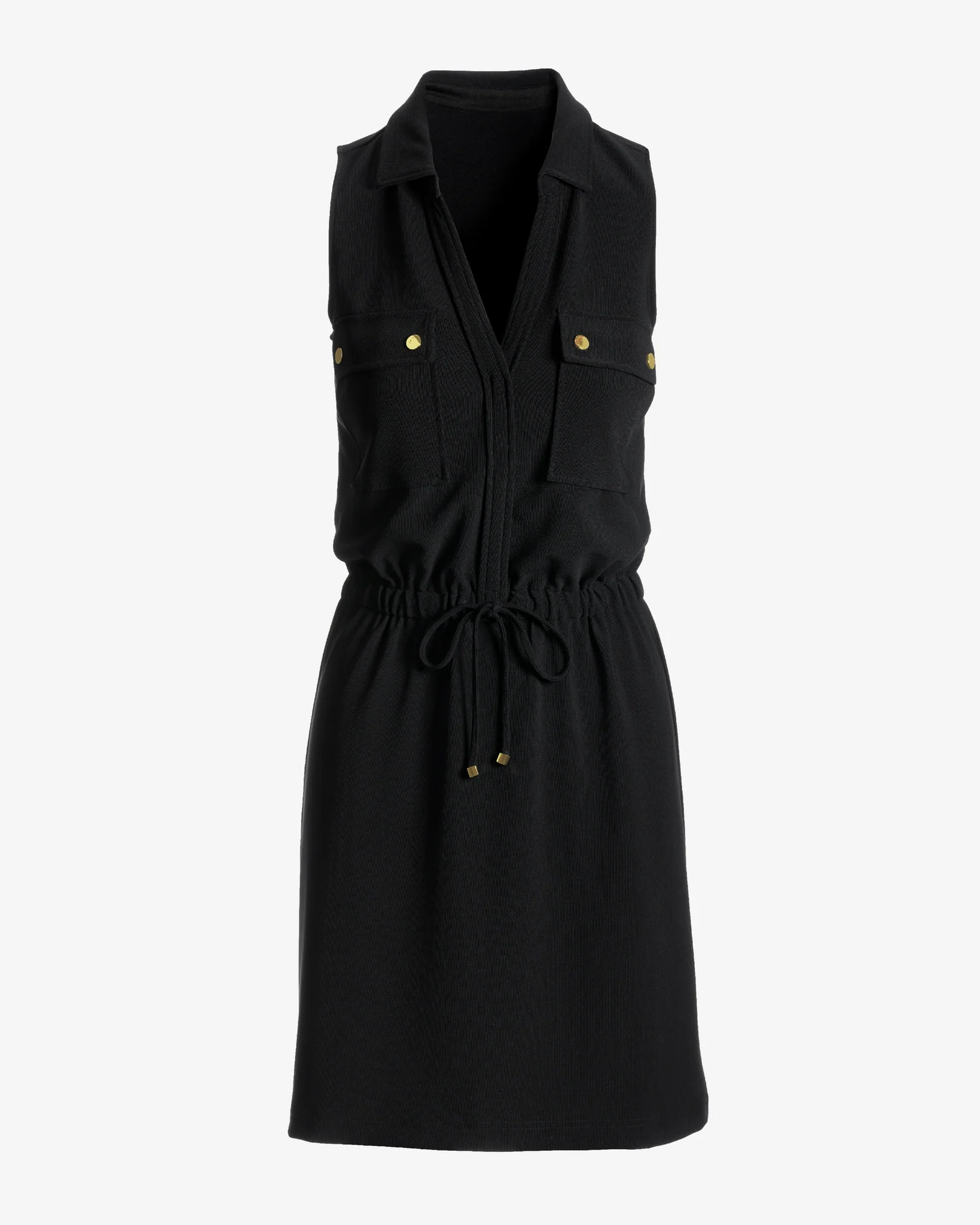 Beyond Travel Chic Drawstring Utility Dress Jet Black - Mycitystee