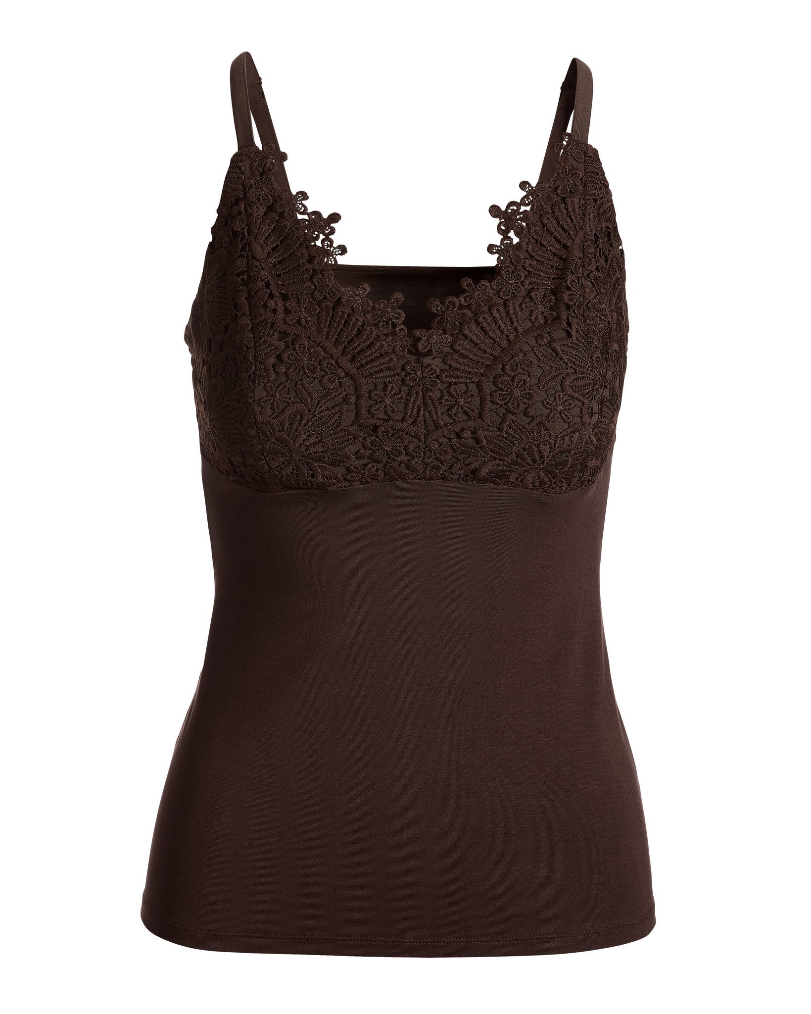 Lace Trim Cami Knit Top Safari Brown - Mycitystee