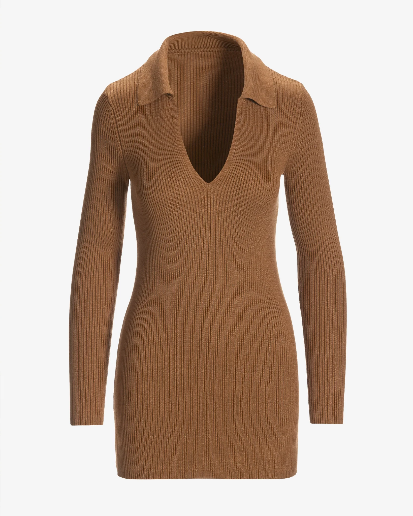 Ribbed Collar Tunic Sweater Thrush - Mycitystee