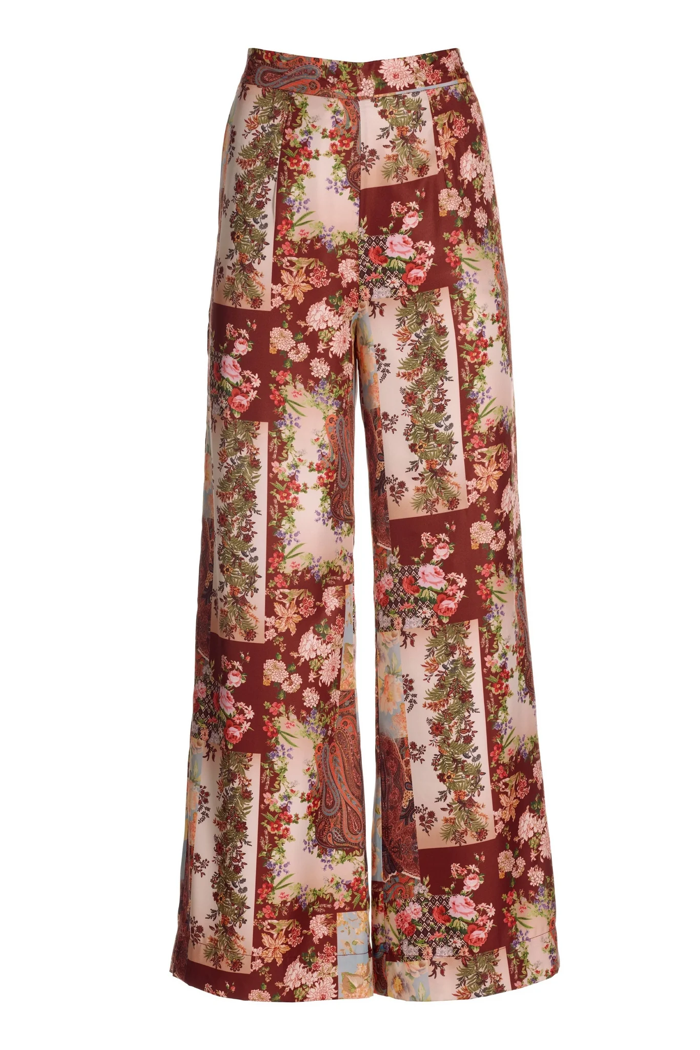 Patchwork Print High Waist Palazzo Pant Multi - Mycitystee